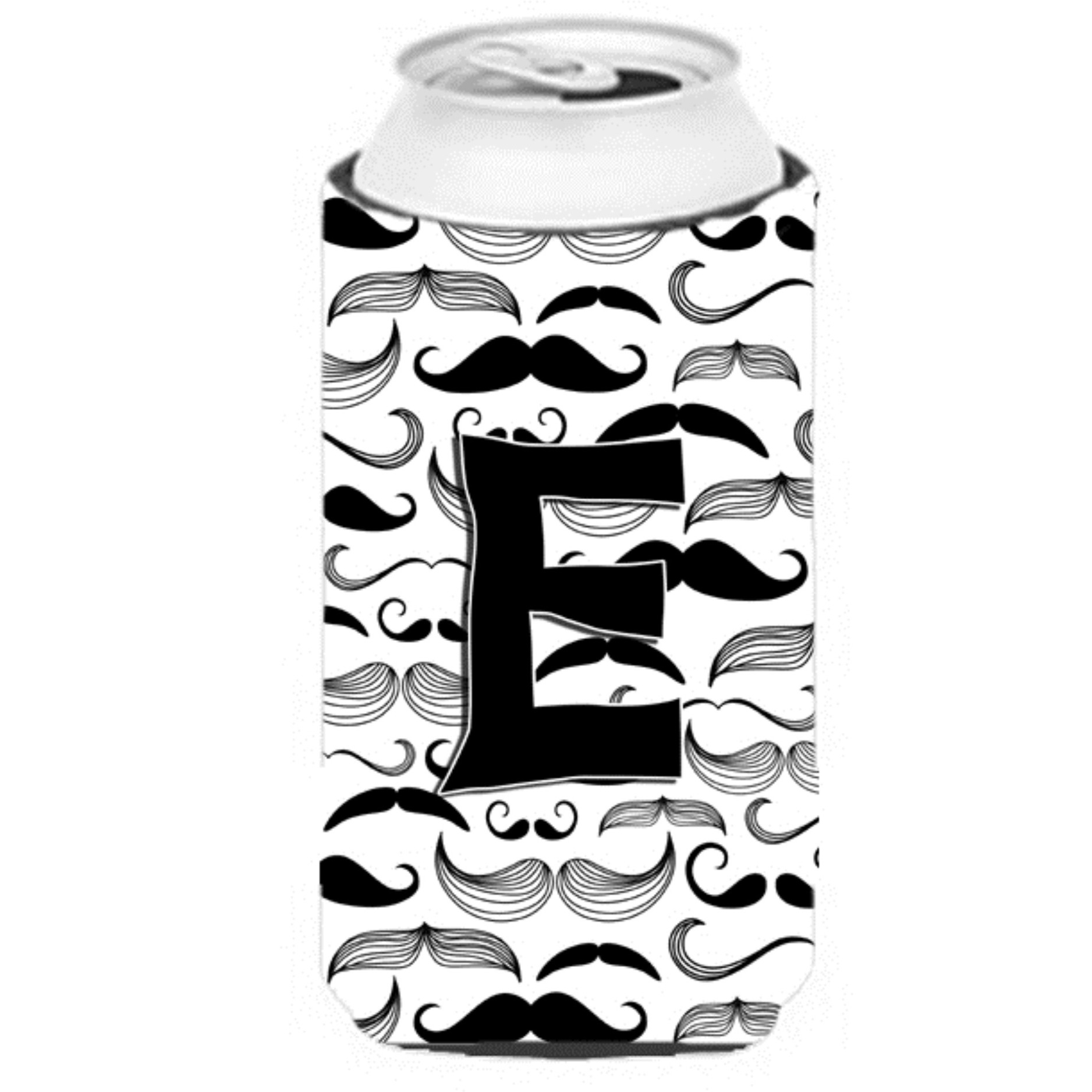 Letter E Moustache Initial Tall Boy Beverage Insulator Hugger CJ2009-ETBC
