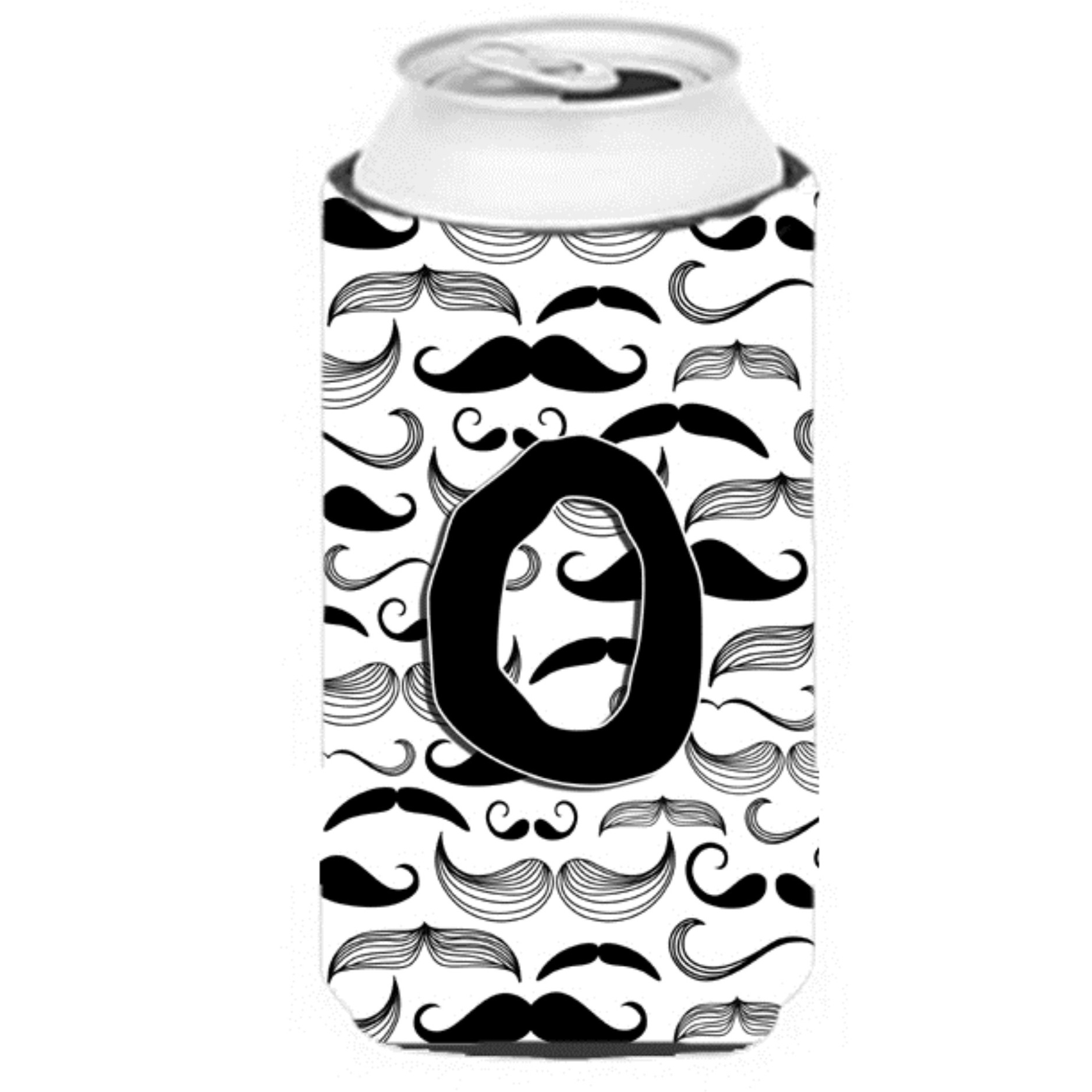 Letter O Moustache Initial Tall Boy Beverage Insulator Hugger CJ2009-OTBC