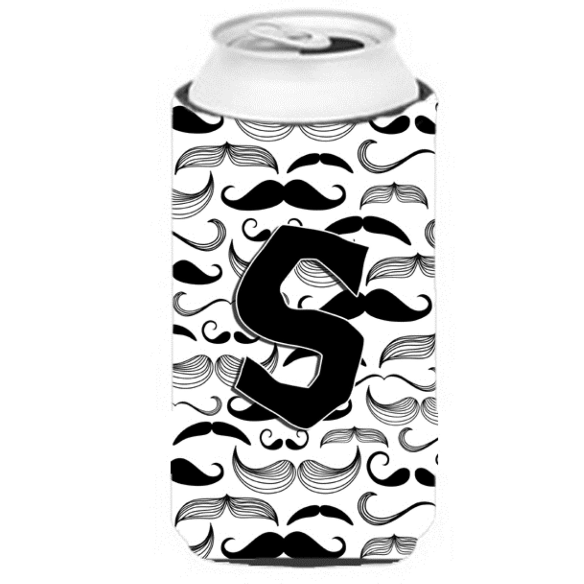 Letter S Moustache Initial Tall Boy Beverage Insulator Hugger CJ2009-STBC