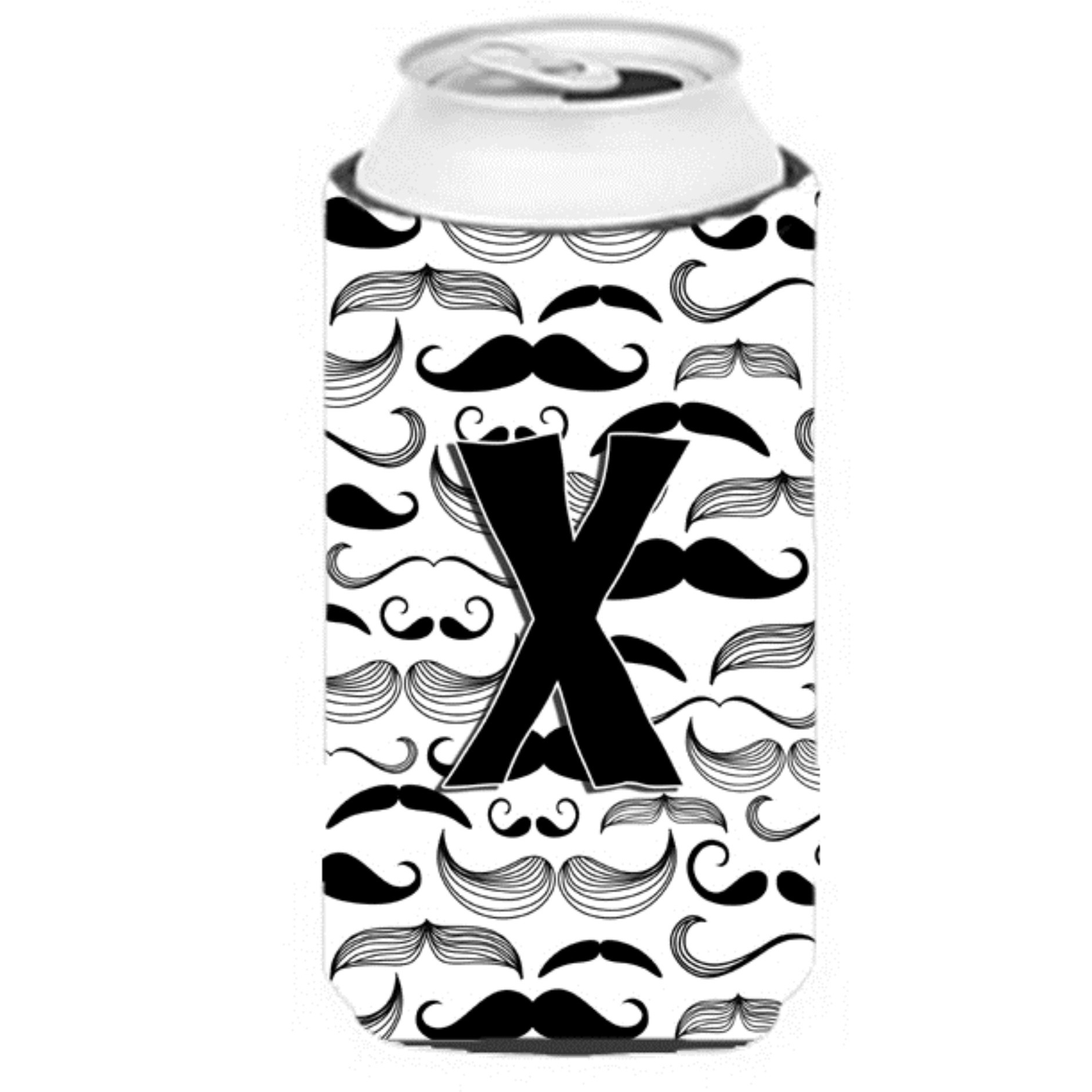 Letter X Moustache Initial Tall Boy Beverage Insulator Hugger CJ2009-XTBC