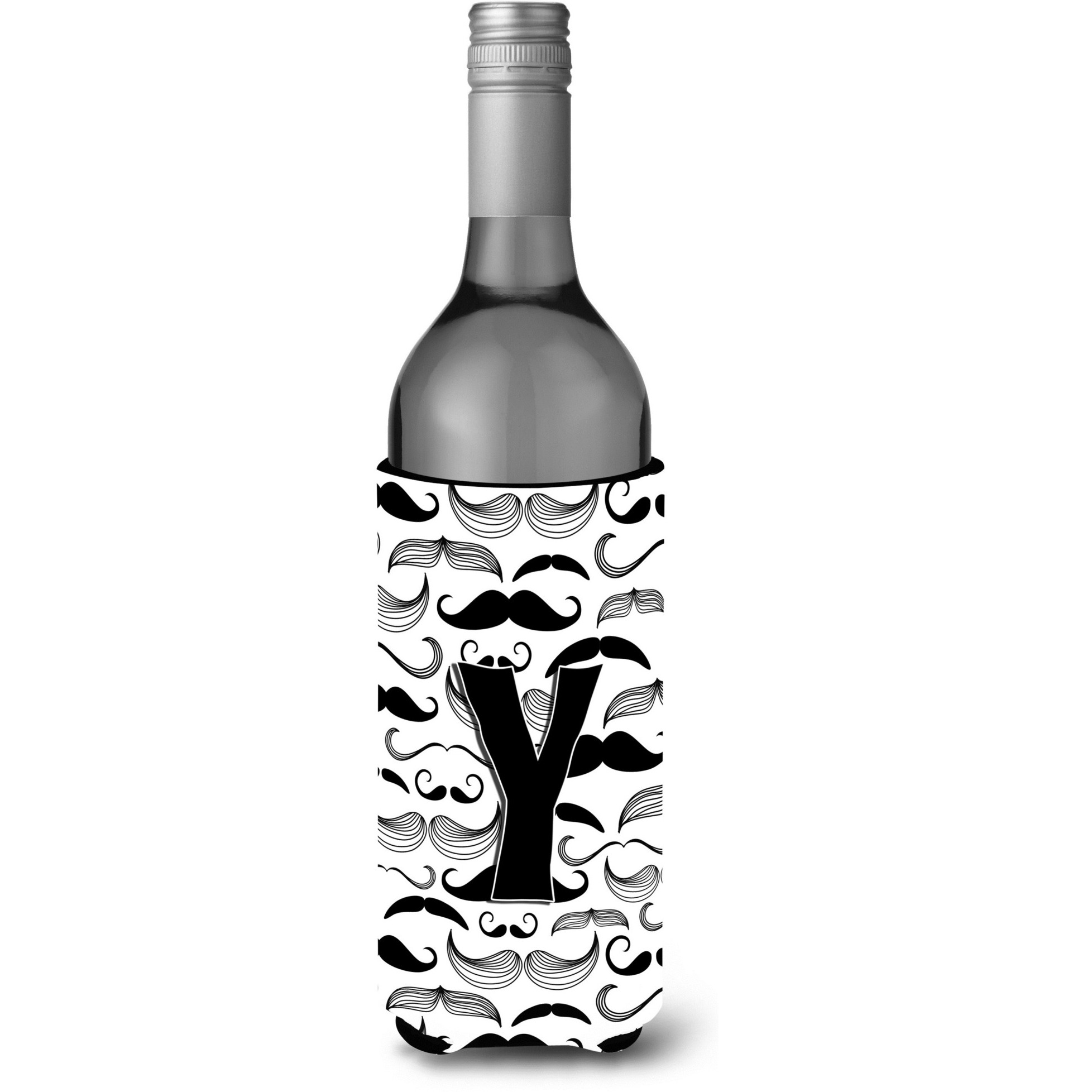 Letter Y Moustache Initial Wine Bottle Beverage Insulator Hugger CJ2009-YLITERK