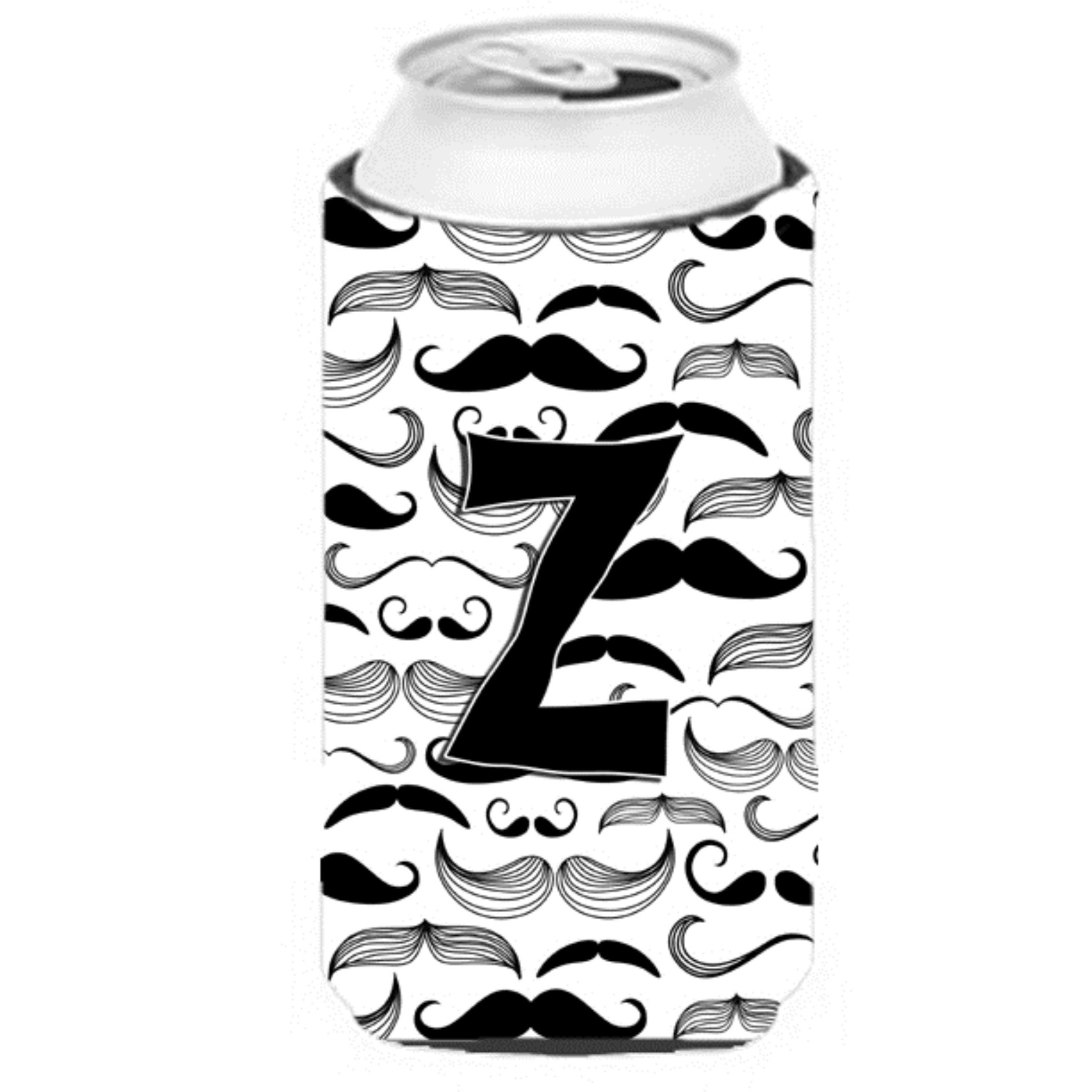 Letter Z Moustache Initial Tall Boy Beverage Insulator Hugger CJ2009-ZTBC