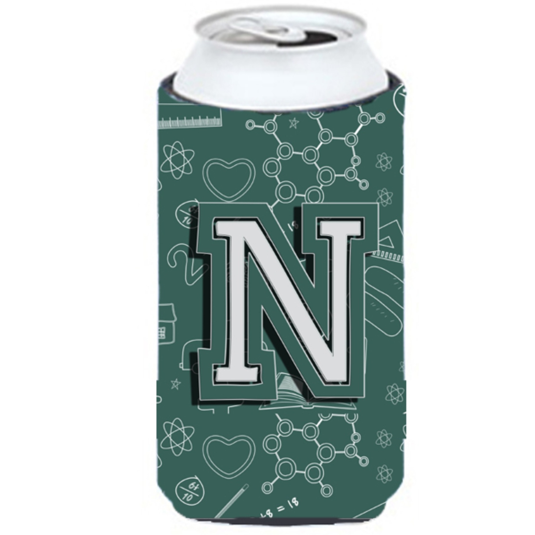 Letter N Back to School Initial Tall Boy Beverage Insulator Hugger CJ2010-NTBC