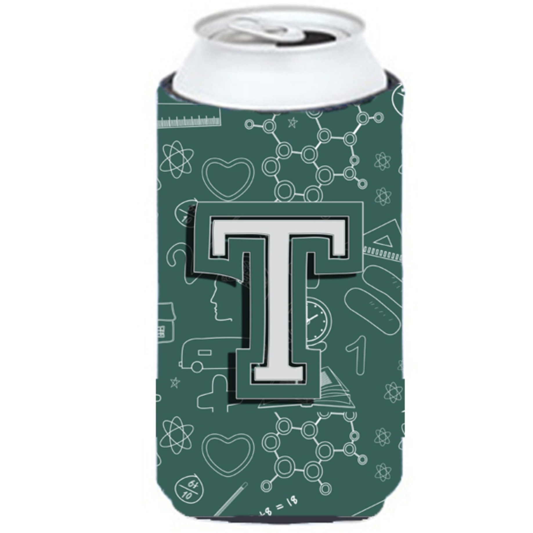 Letter T Back to School Initial Tall Boy Beverage Insulator Hugger CJ2010-TTBC