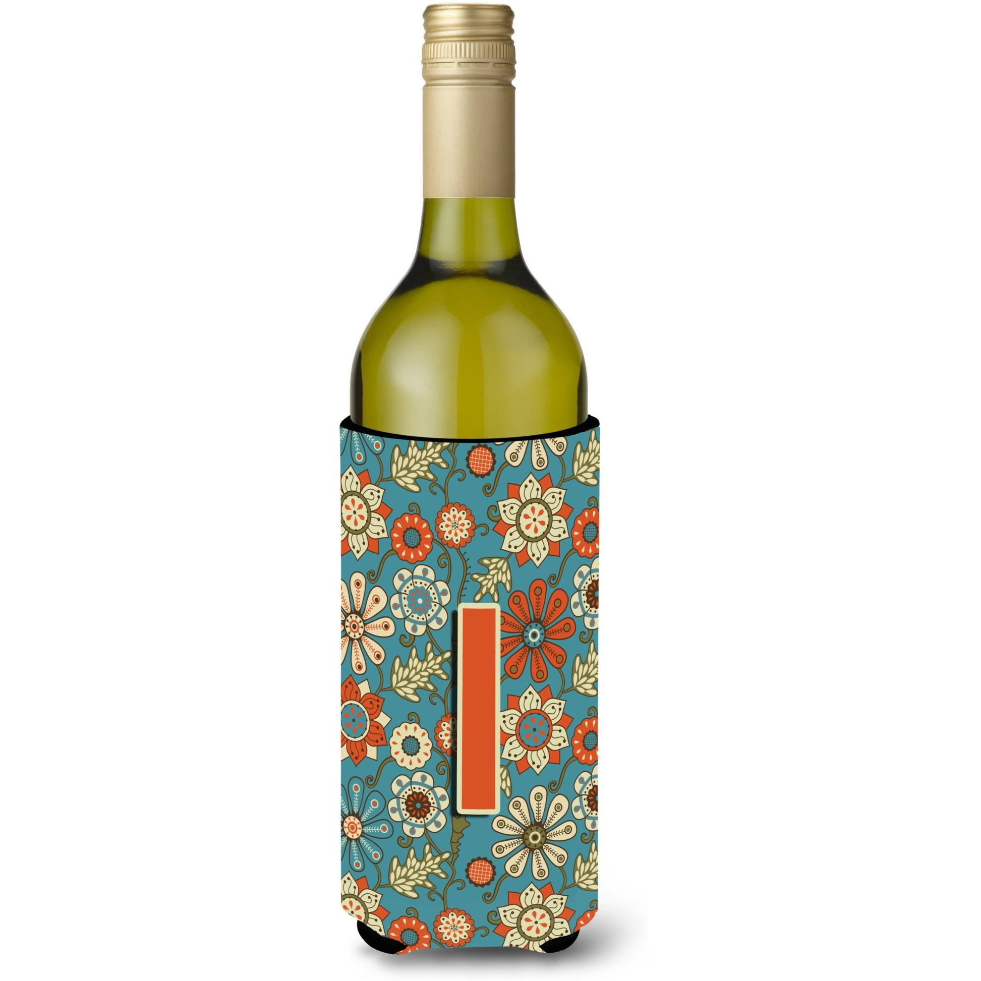 Letter I Flowers Retro Blue Wine Bottle Beverage Insulator Hugger CJ2012-ILITERK