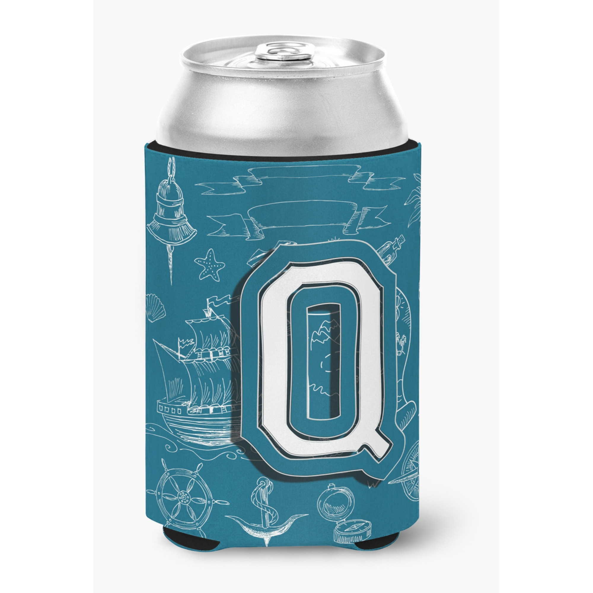 Letter Q Sea Doodles Initial Alphabet Can or Bottle Hugger CJ2014-QCC