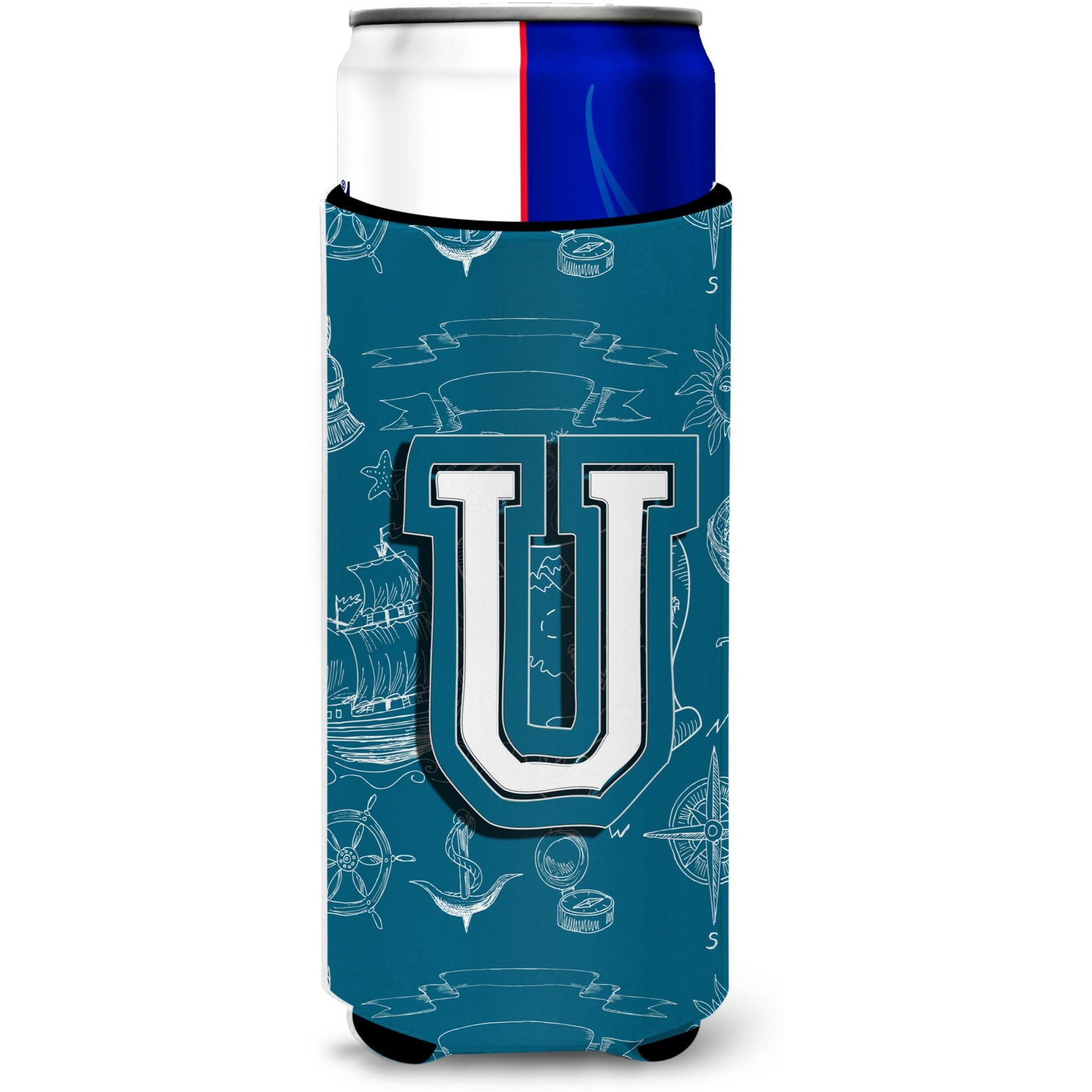 Letter U Sea Doodles Initial Alphabet Ultra Beverage Insulators for slim cans CJ2014-UMUK