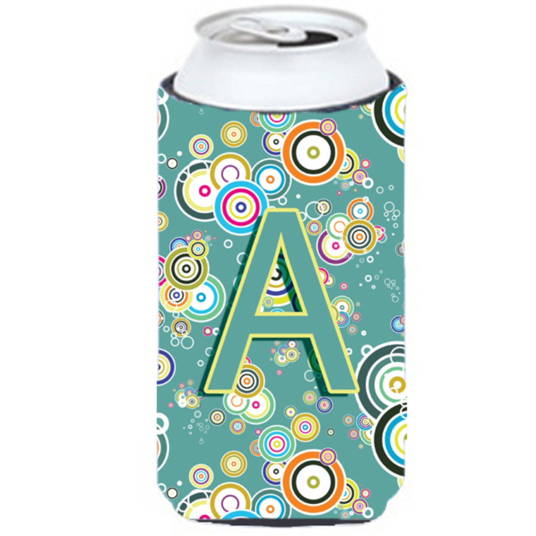 Letter A Circle Circle Teal Initial Alphabet Tall Boy Beverage Insulator Hugger CJ2015-ATBC