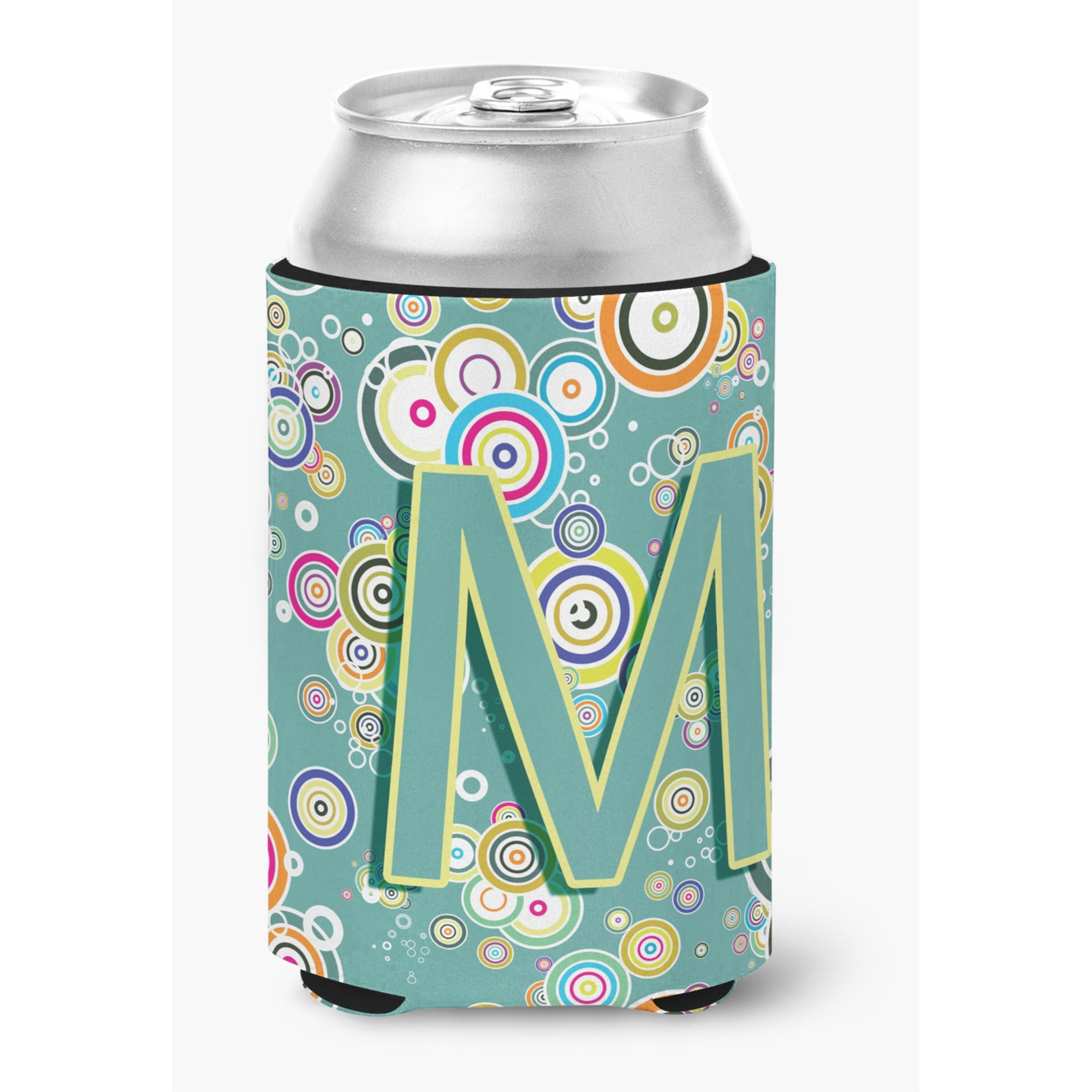 Letter M Circle Circle Teal Initial Alphabet Can or Bottle Hugger CJ2015-MCC