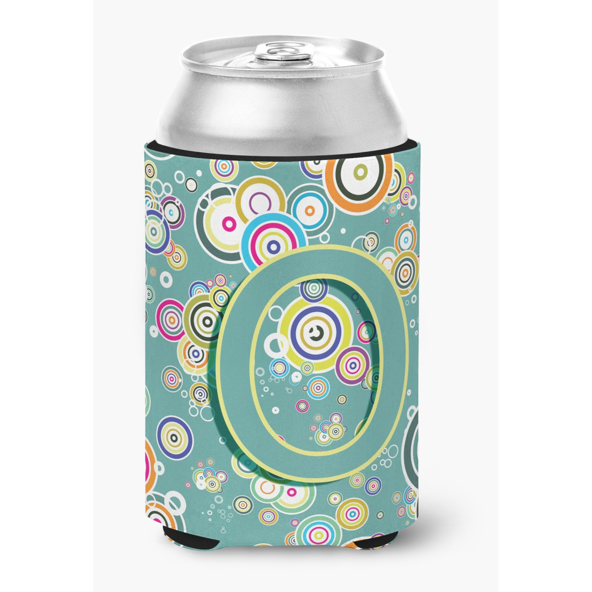 Letter O Circle Circle Teal Initial Alphabet Can or Bottle Hugger CJ2015-OCC
