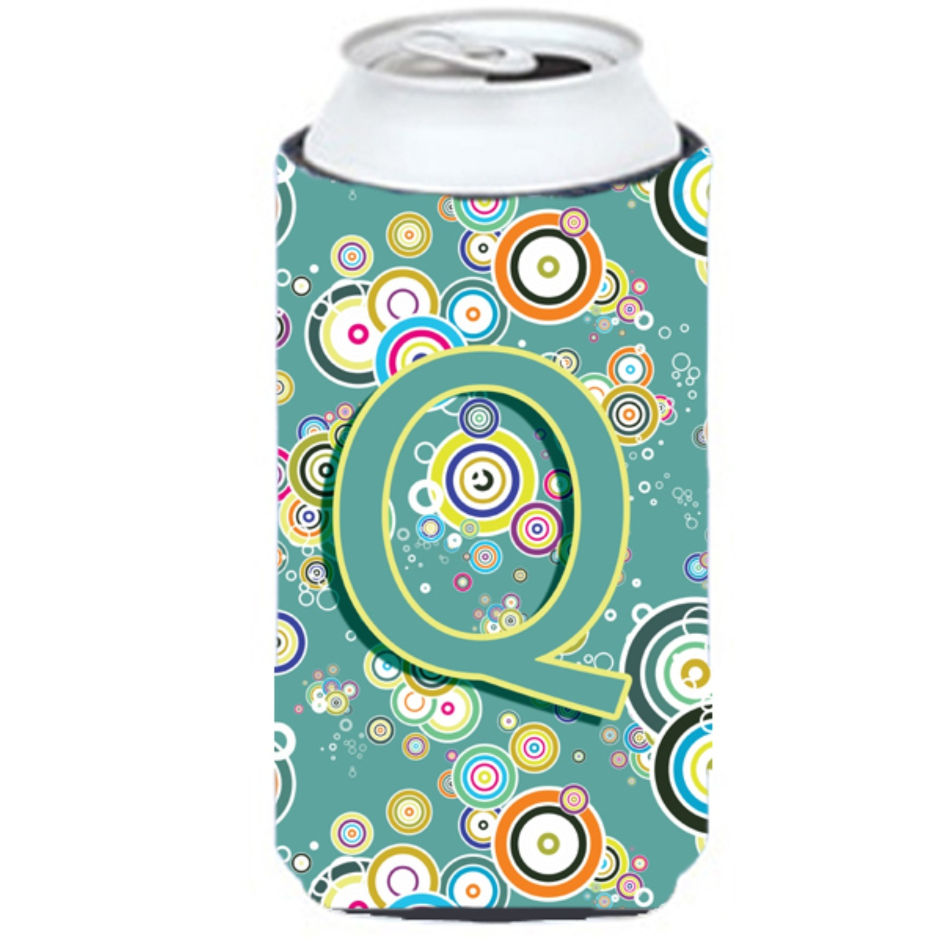 Letter Q Circle Circle Teal Initial Alphabet Tall Boy Beverage Insulator Hugger CJ2015-QTBC