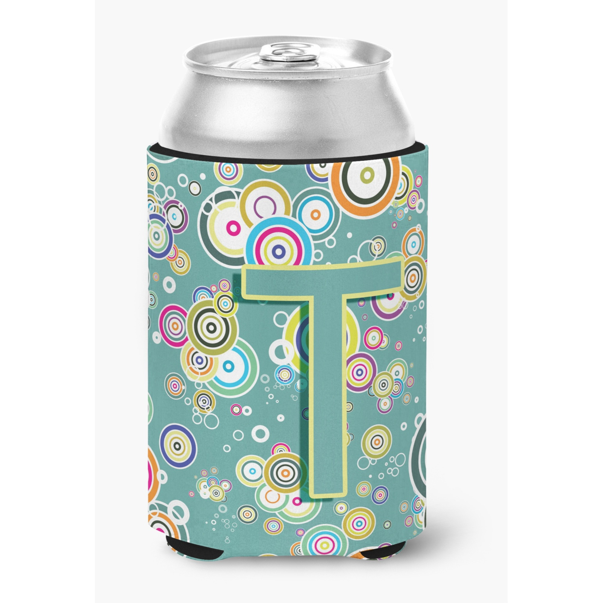 Letter T Circle Circle Teal Initial Alphabet Can or Bottle Hugger CJ2015-TCC