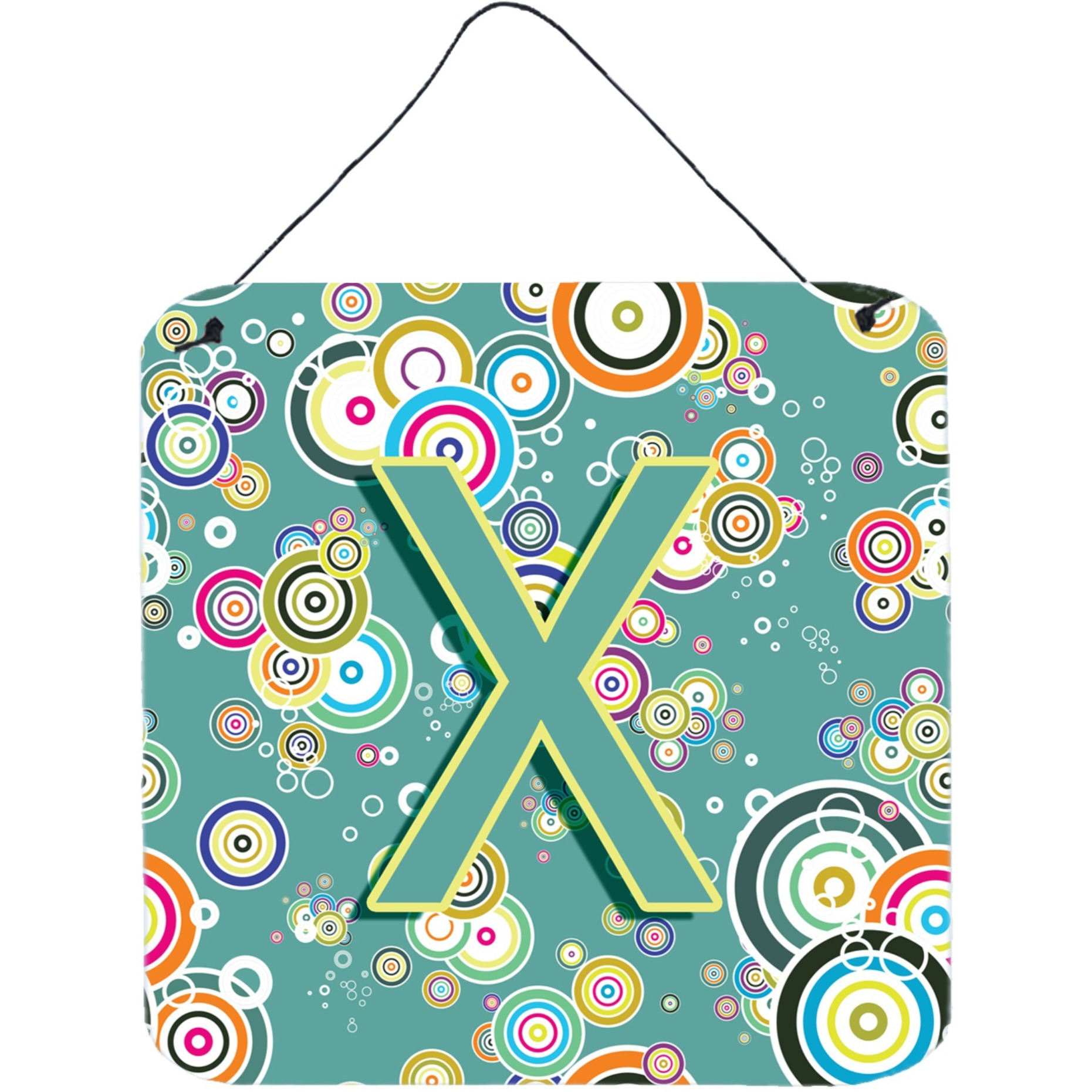 &quotCaroline's Treasures Letter X Circle Teal Initial with Alphabet Wall or Door Hanging Prints, 6 x 6"""