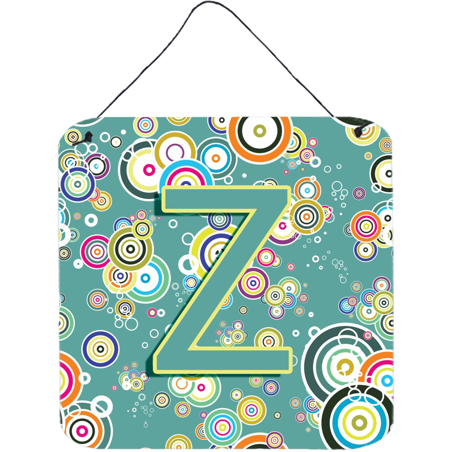 &quotCaroline's Treasures Letter Z Circle Teal Initial with Alphabet Wall or Door Hanging Prints, 6 x 6"""
