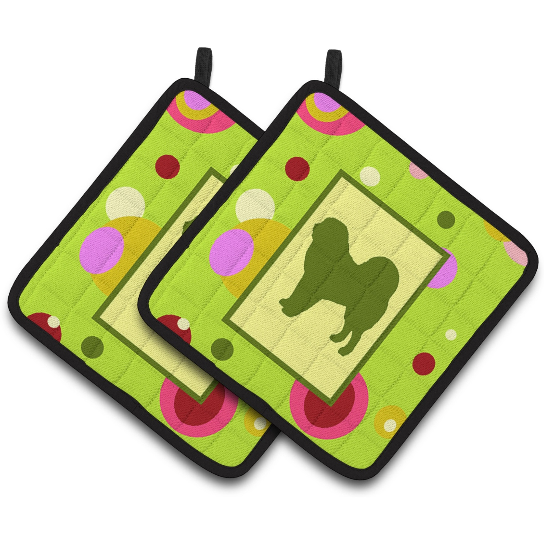 &quotCaroline's Treasures Tibetan Mastiff Pair of Pot Holders CK1095PTHD, 7.5HX7.5W, Multicolor"