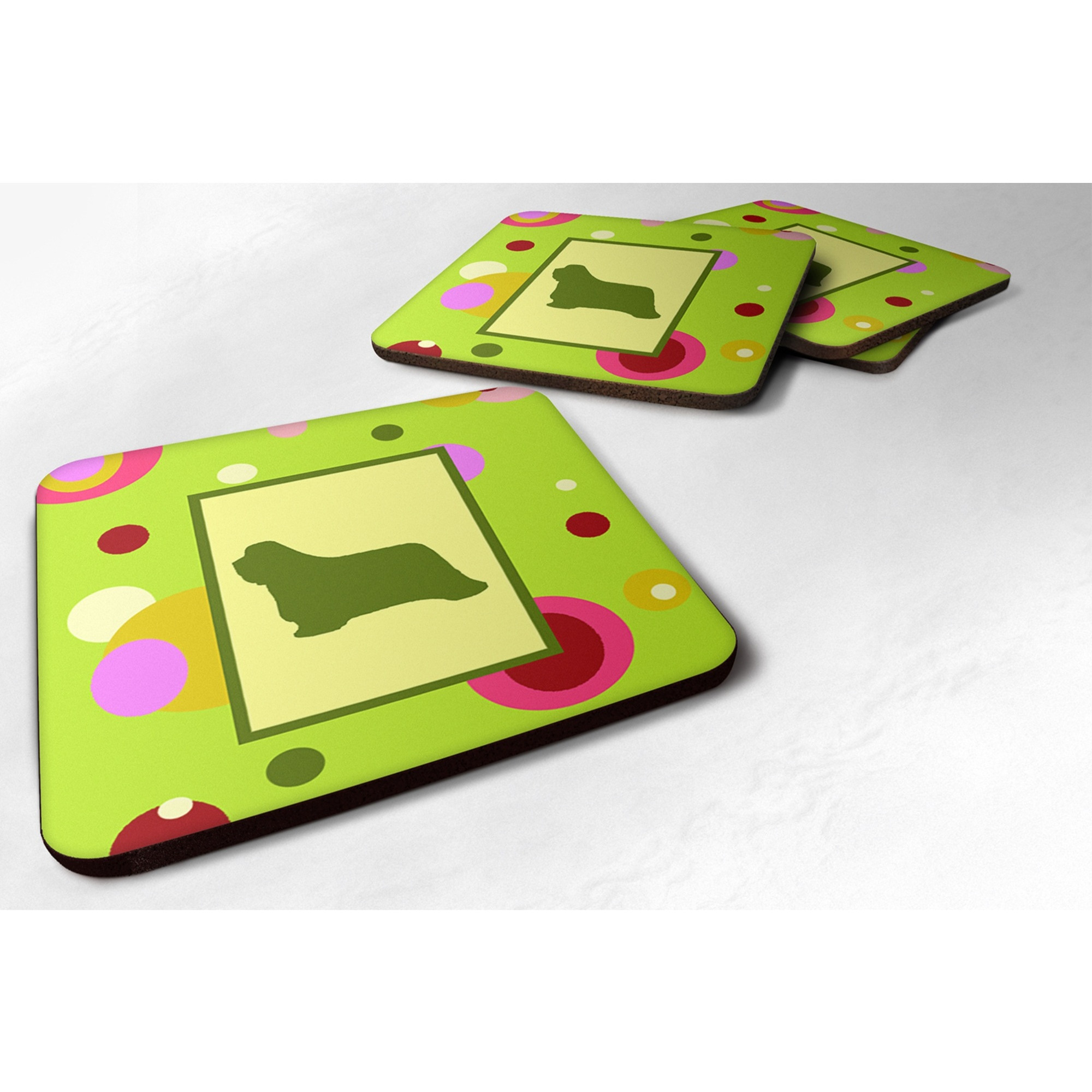&quotCaroline's Treasures CK1112FC Bearded Collie Foam Coasters (Set of 4), 3.5"" H x 3.5"" W, Multicolor"