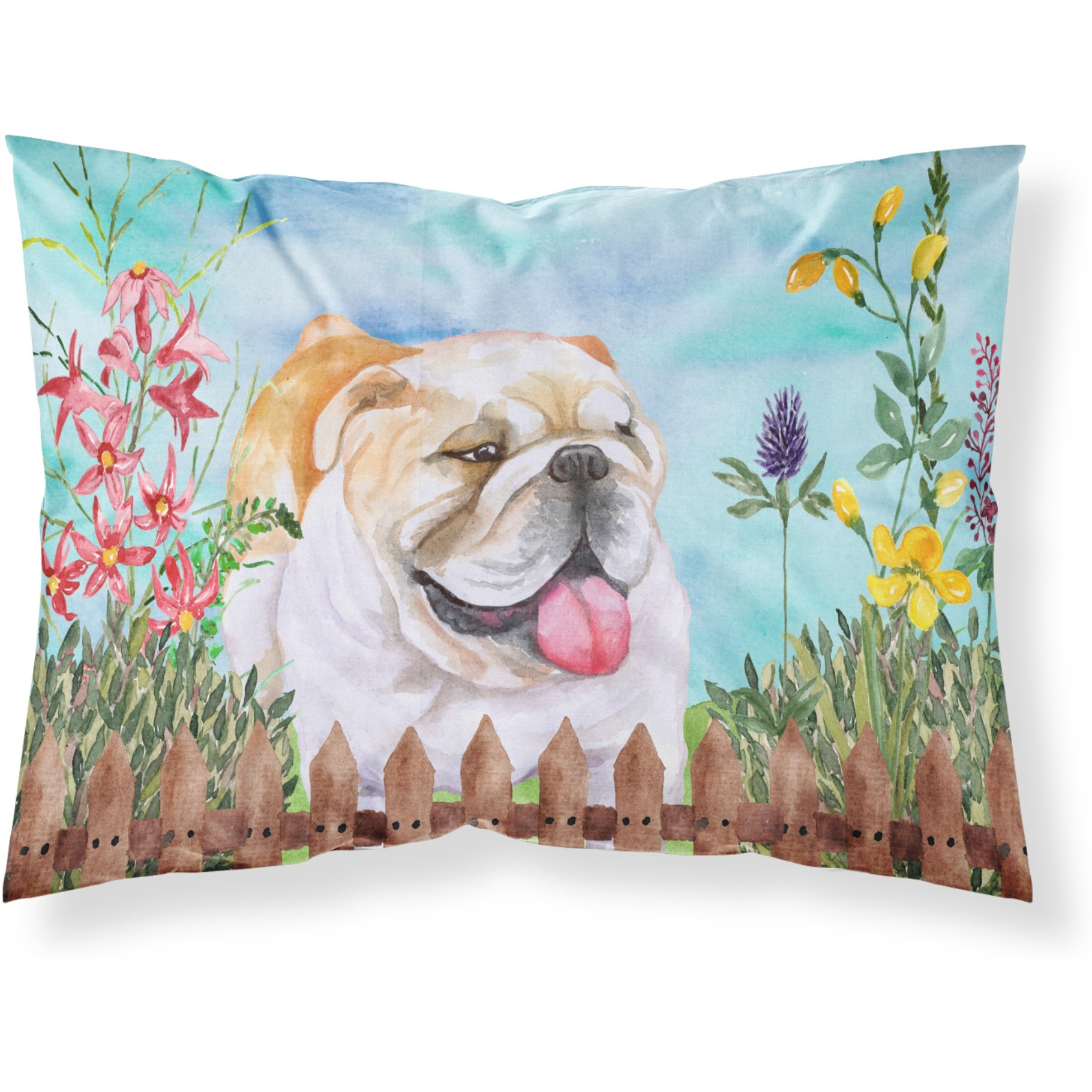 &quotCaroline's Treasures English Bulldog Spring Printed, Polyester, 250 Thread count, Envelope closure Pillowcase, Standard, Multicolor"