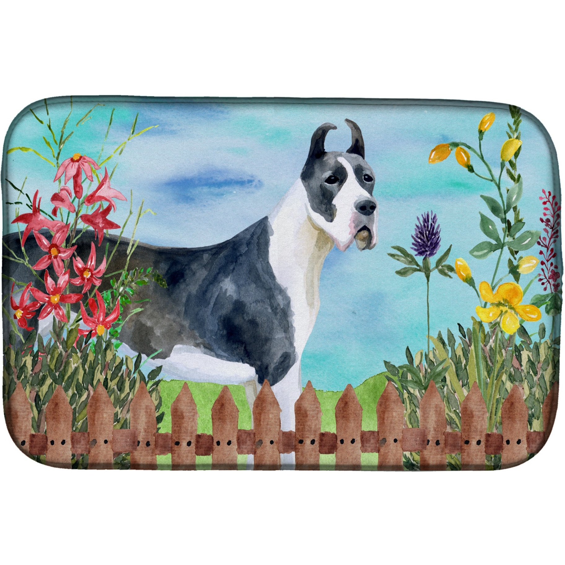 &quotCaroline's Treasures Harlequin Dane Spring Dish Drying Mat, 14 x 21"