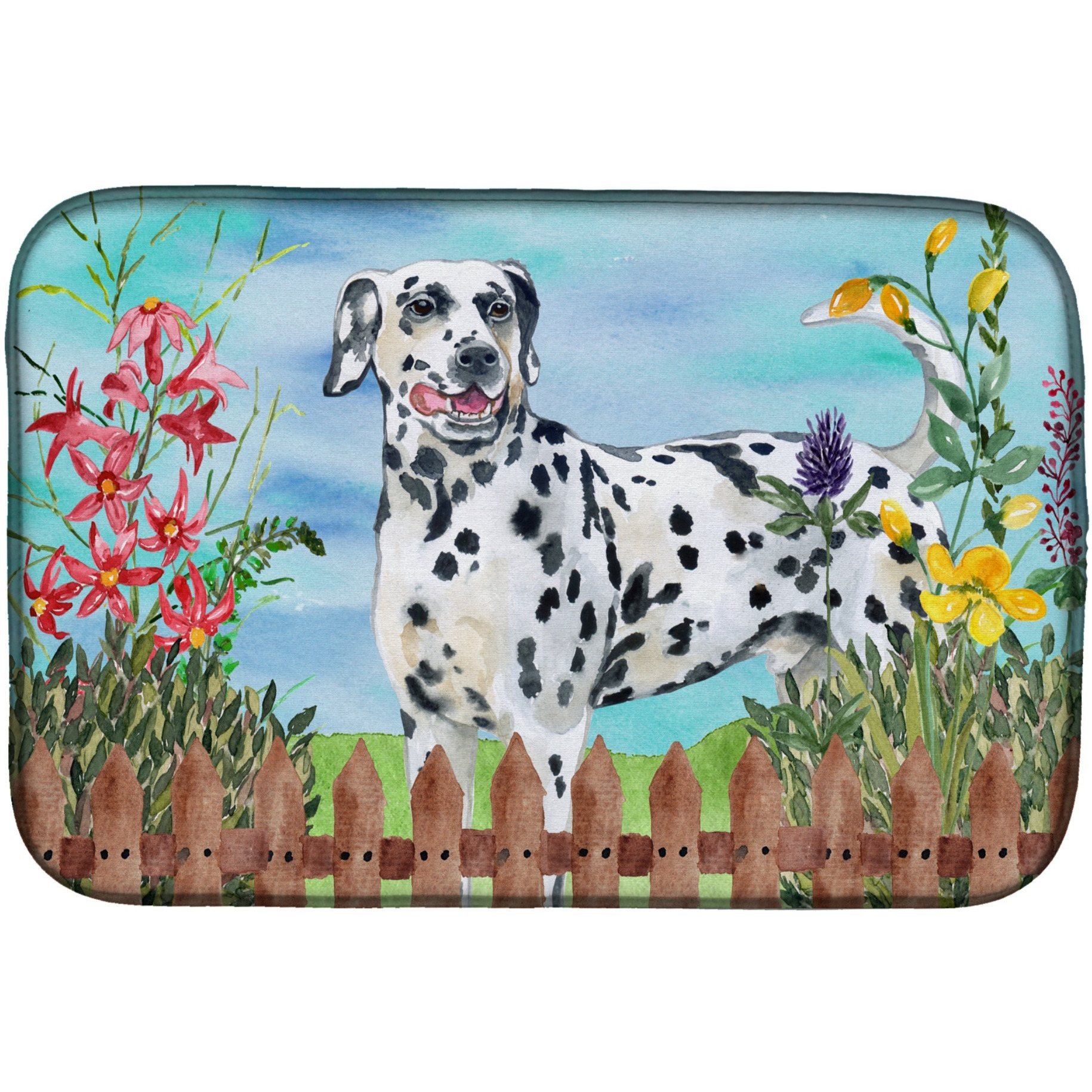 &quotCaroline's Treasures Dalmatian Spring Dish Drying Mat, 14"" x 21"""