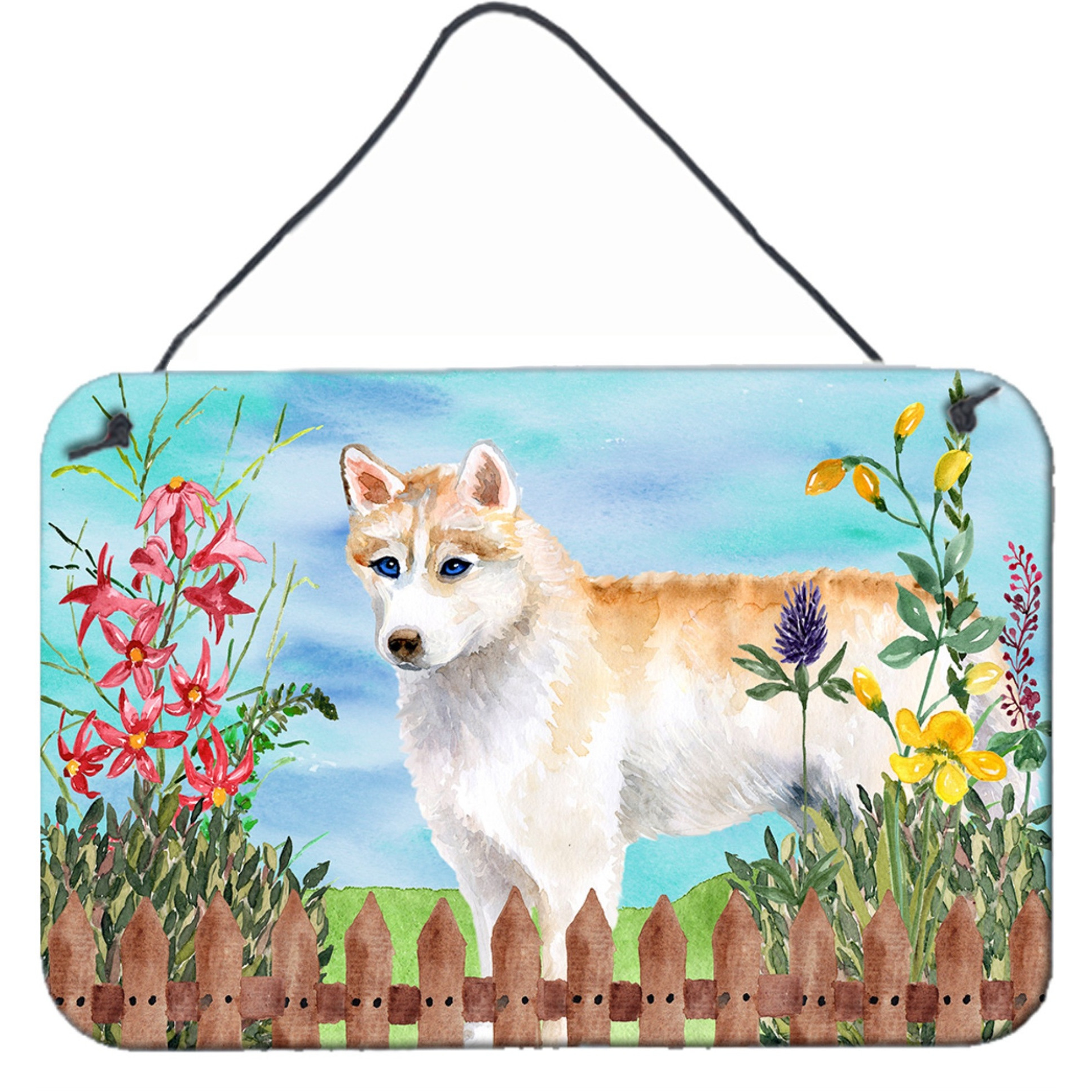 &quotCaroline's Treasures Siberian Husky Spring Metal Print, 8"" x 12"", Multicolor"