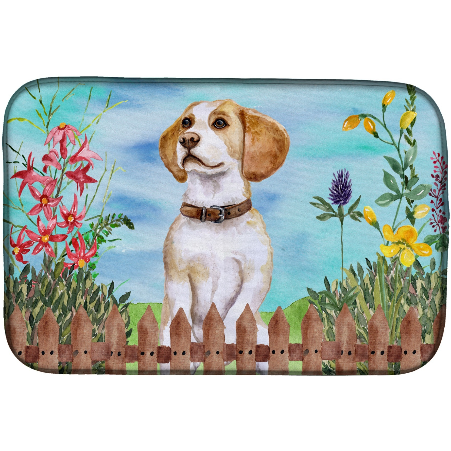 &quotCaroline's Treasures Beagle Spring Dish Drying Mat, 14"" x 21"""