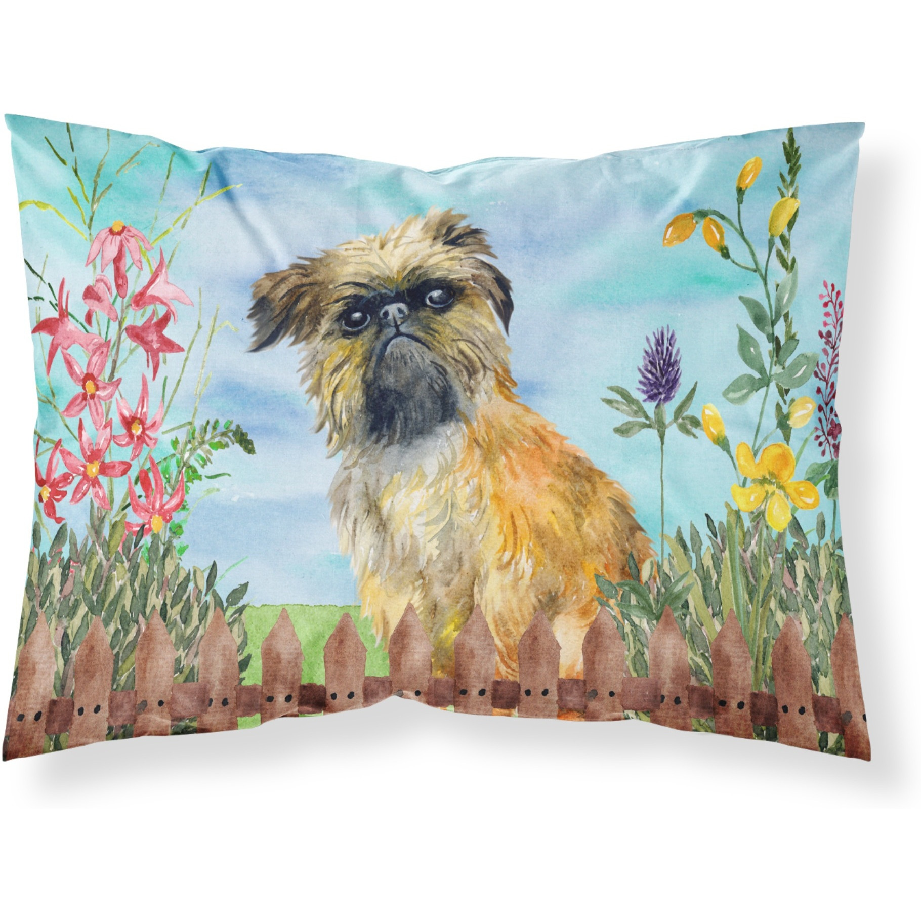 &quotCaroline's Treasures "&quotBrussels Griffon Spring"" Printed, Polyester Envelope Closure pillowcase, Standard, Multicolor"