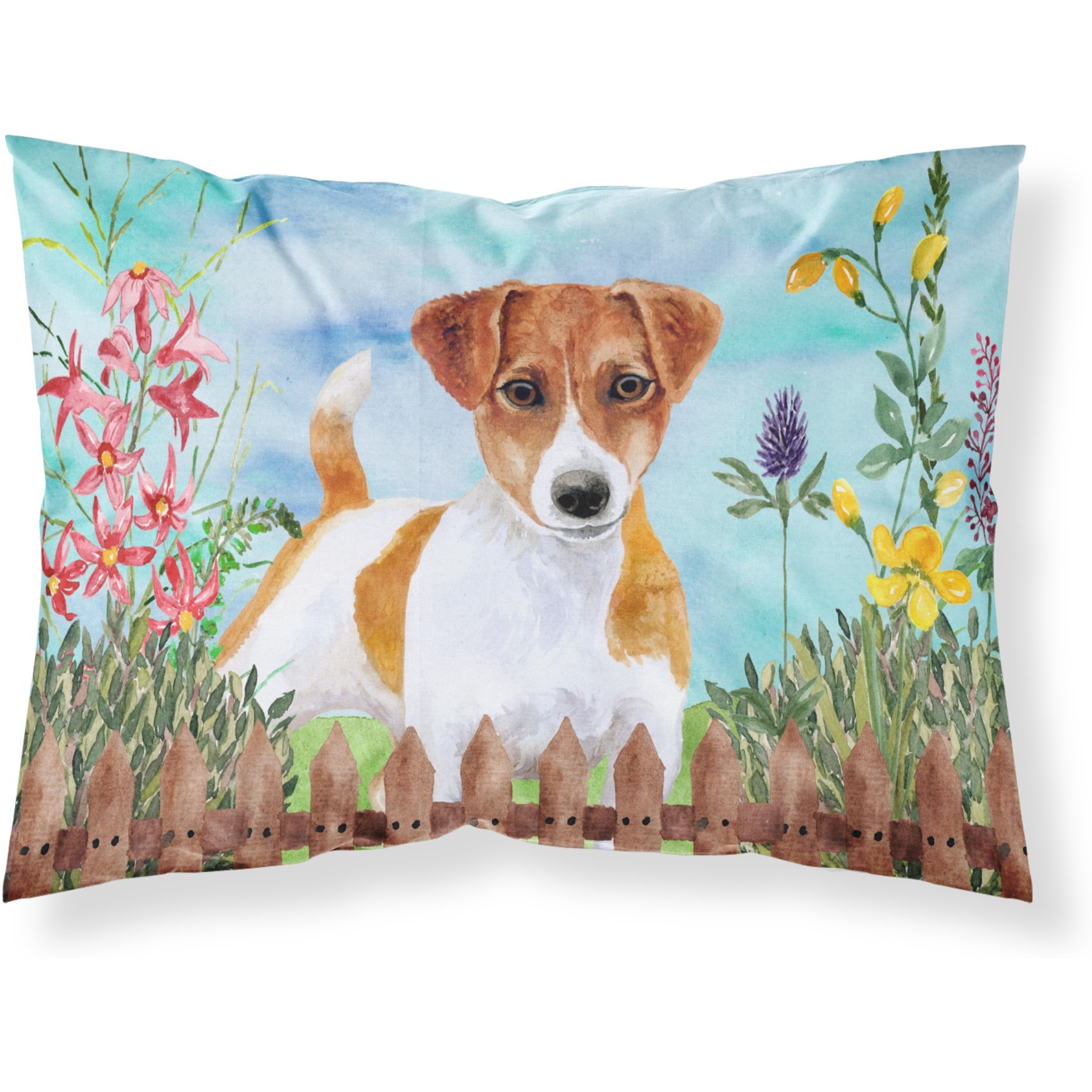 &quotCaroline's Treasures "&quotJack Russell Terrier Spring"" Printed, Polyester Envelope Closure pillowcase, Standard, Multicolor"