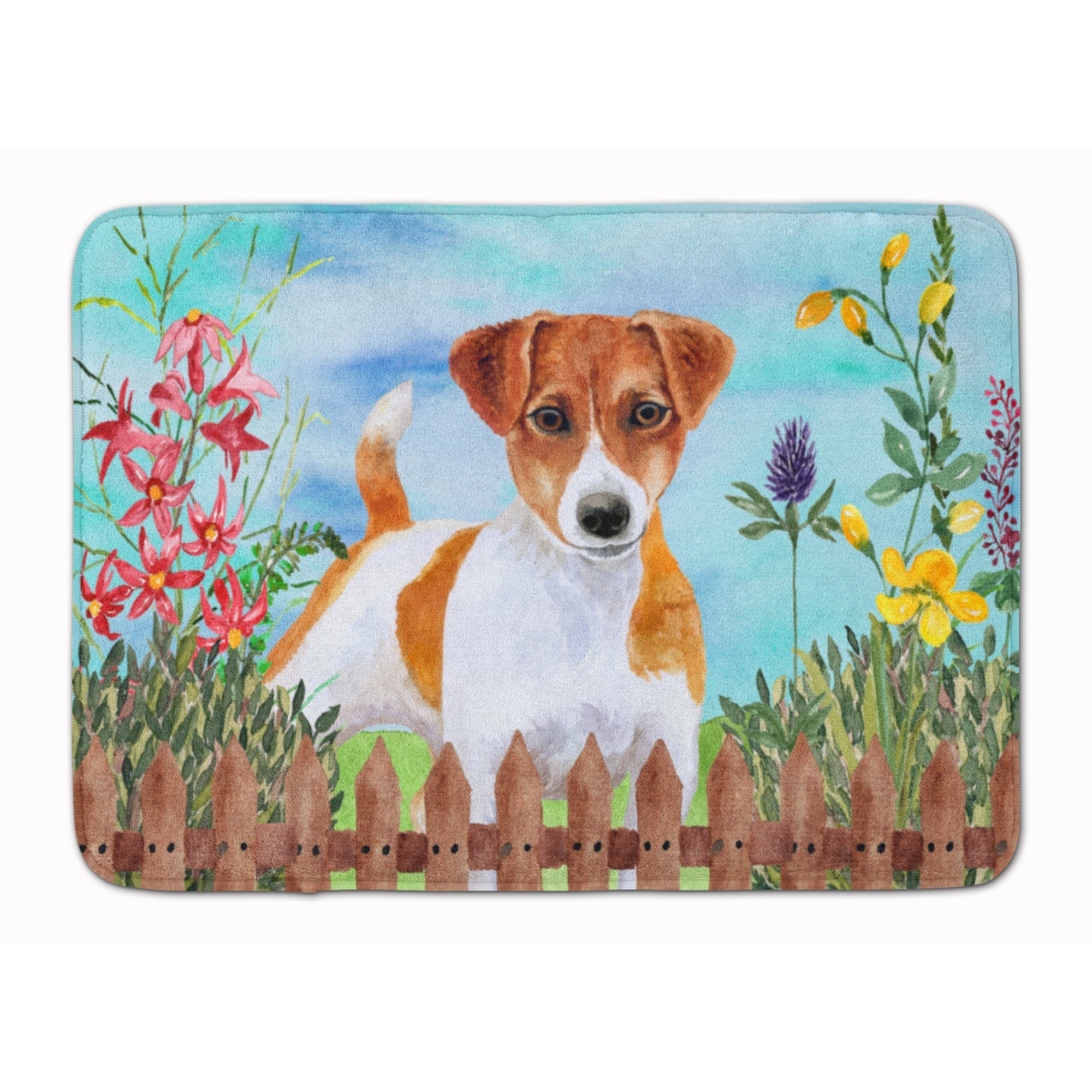 &quotCaroline's Treasures Jack Russell Terrier Spring Floor Mat, 19"" x 27"", Multicolor"