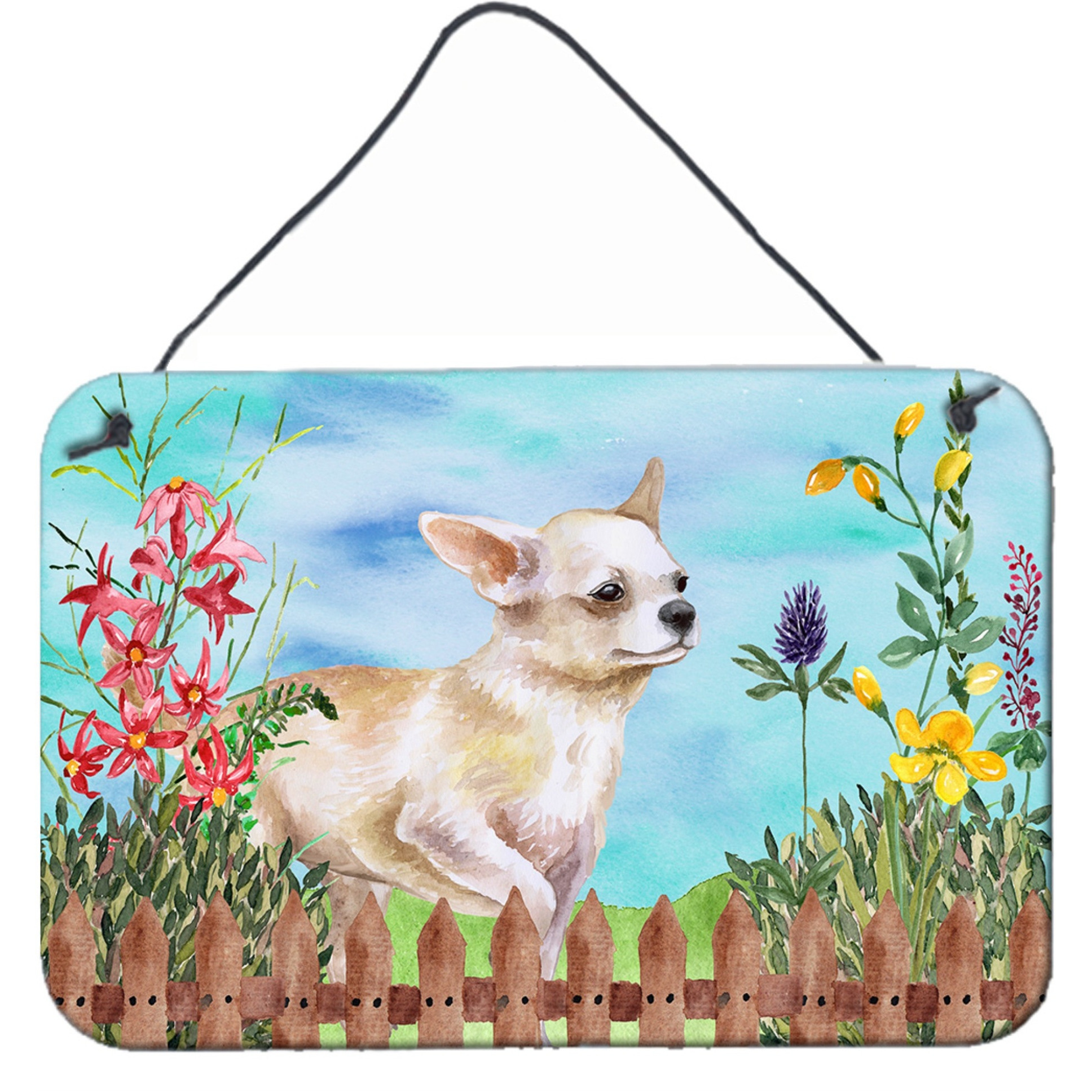 &quotCaroline's Treasures Chihuahua Leg up Spring Metal Print, 8"" x 12"""