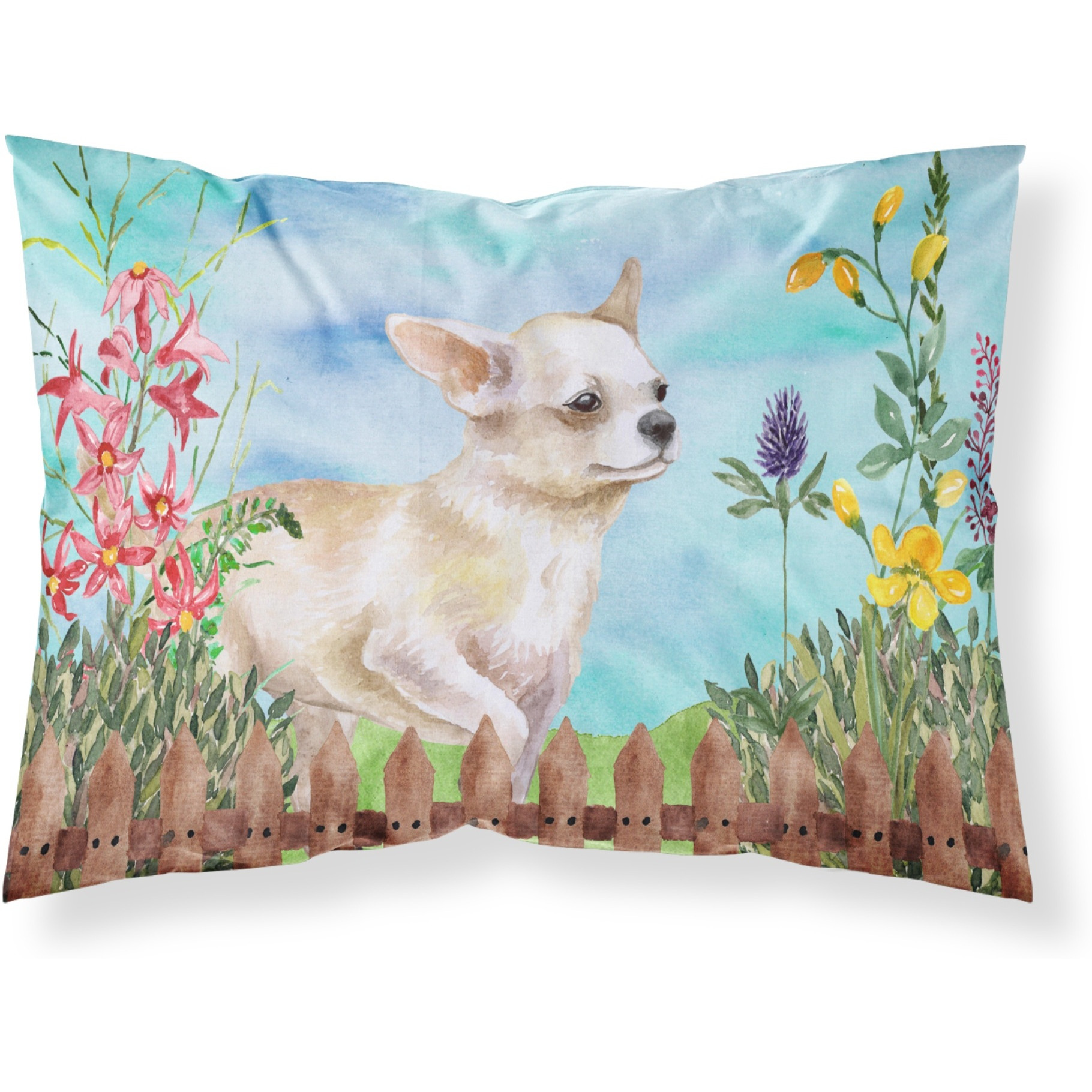 &quotCaroline's Treasures Chihuahua Leg up Spring Pillowcase, Standard, Multicolor"