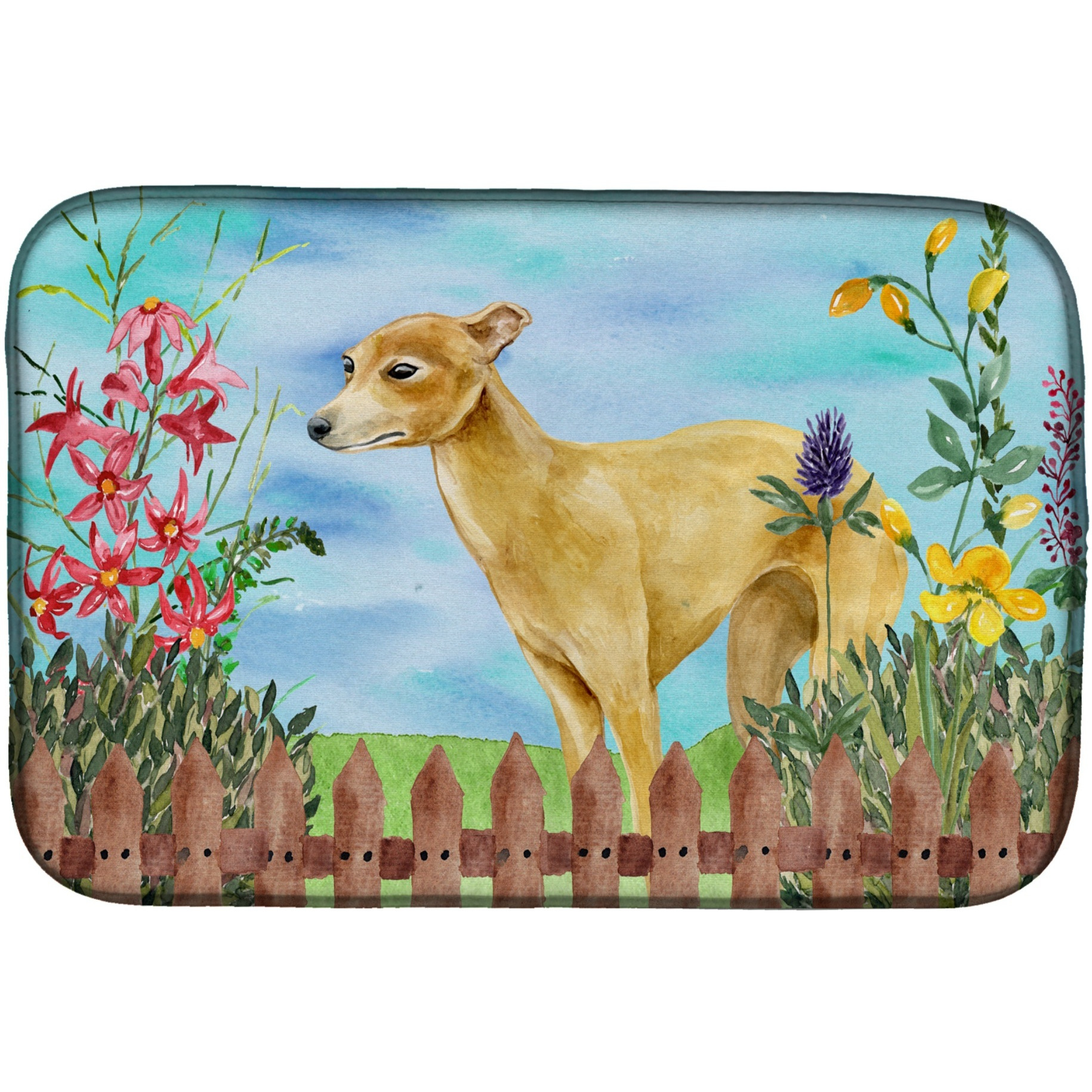 &quotCaroline's Treasures Italian Greyhound Spring Dish Drying Mat, 14"" x 21"""