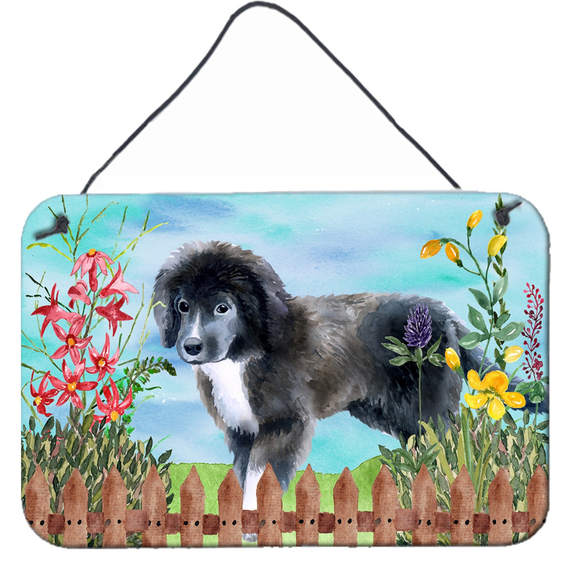 &quotCaroline's Treasures Newfoundland Puppy Spring Metal Print, 8"" x 12"", Multicolor"
