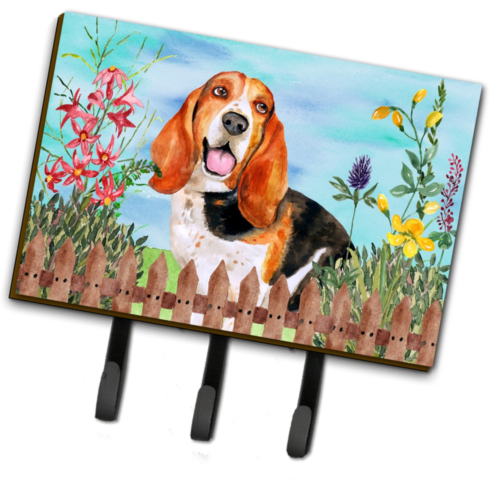 &quotCaroline's Treasures Basset Hound Spring Wall Hook, Triple"
