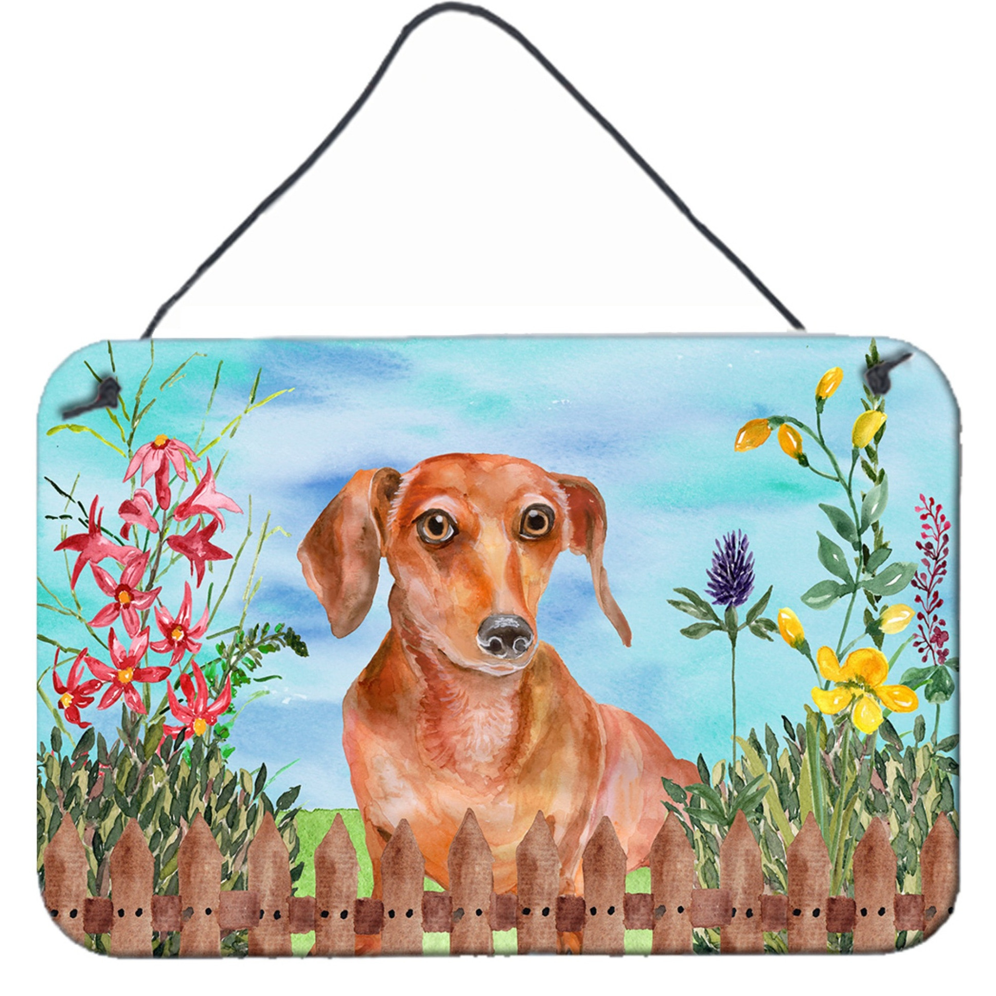 &quotCaroline's Treasures Red Dachshund Spring Metal Print, 8"" x 12"", Multicolor"