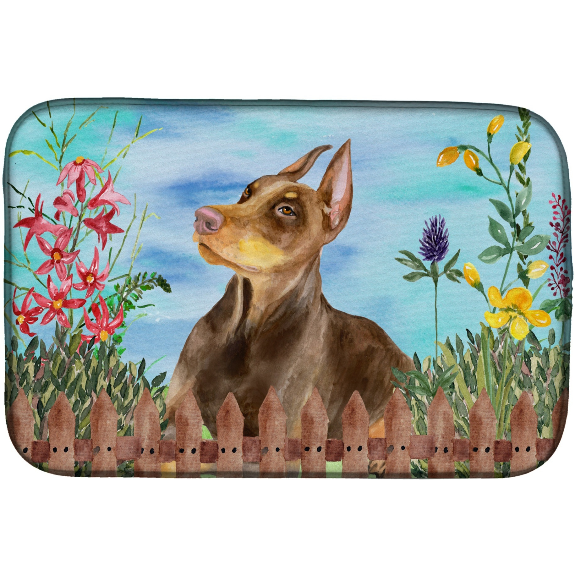 &quotCaroline's Treasures Doberman Pinscher Spring Dish Drying Mat, 14"" x 21"""