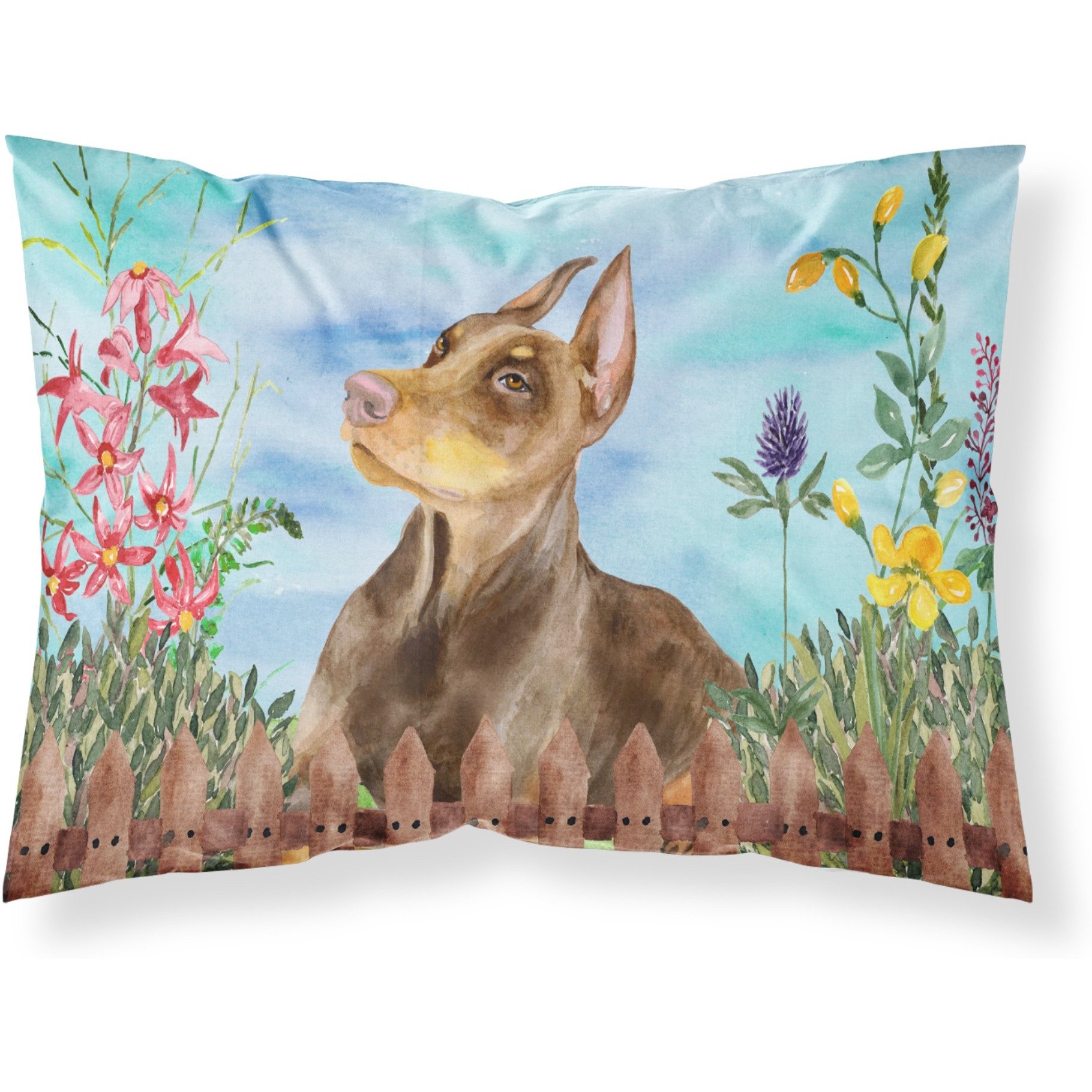 &quotCaroline's Treasures Doberman Pinscher Spring Printed, Polyester, 250 Thread count, Envelope closure Pillowcase, Multicolor"
