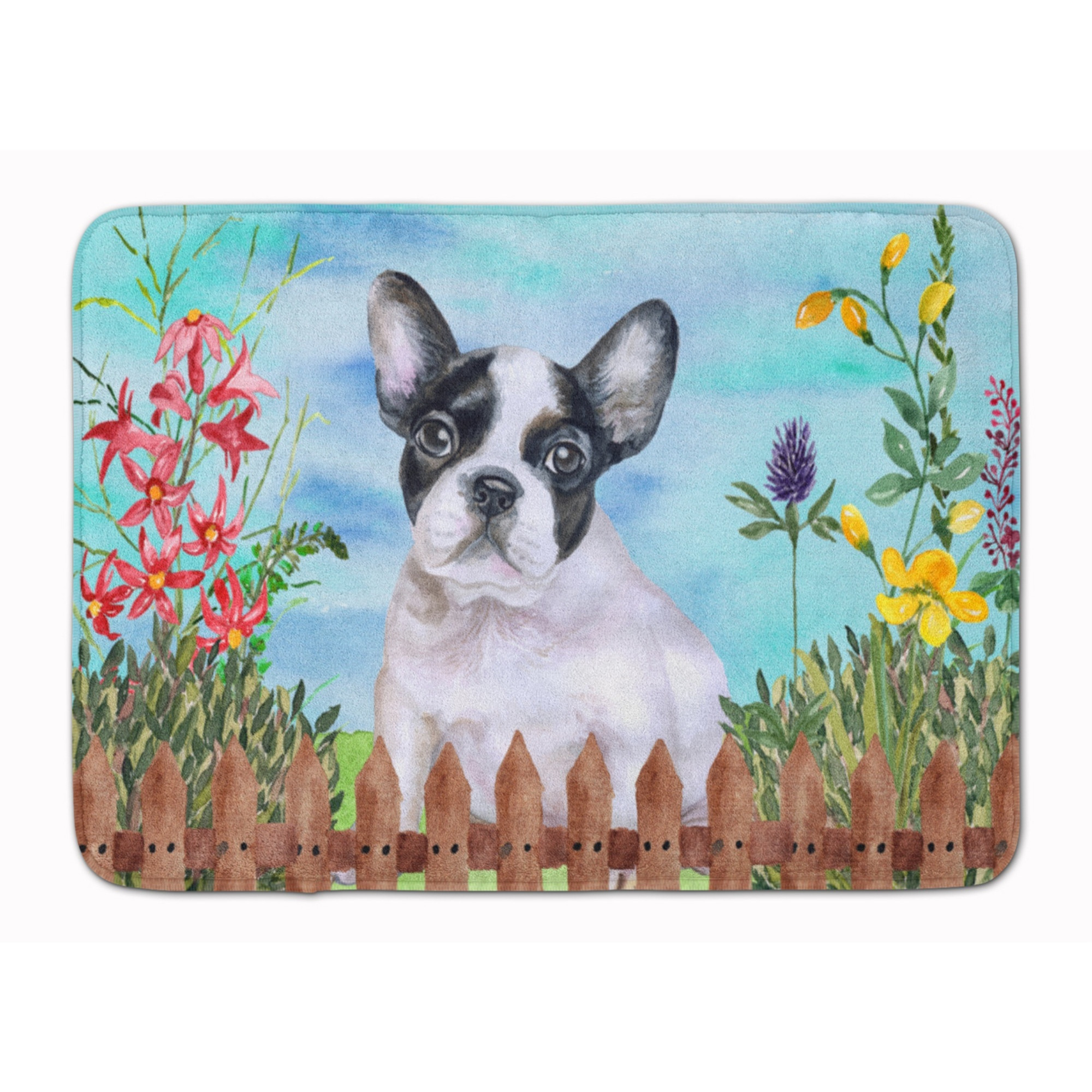 &quotCaroline's Treasures French Bulldog Black White Spring Floor Mat, 19"" x 27"", Multicolor"