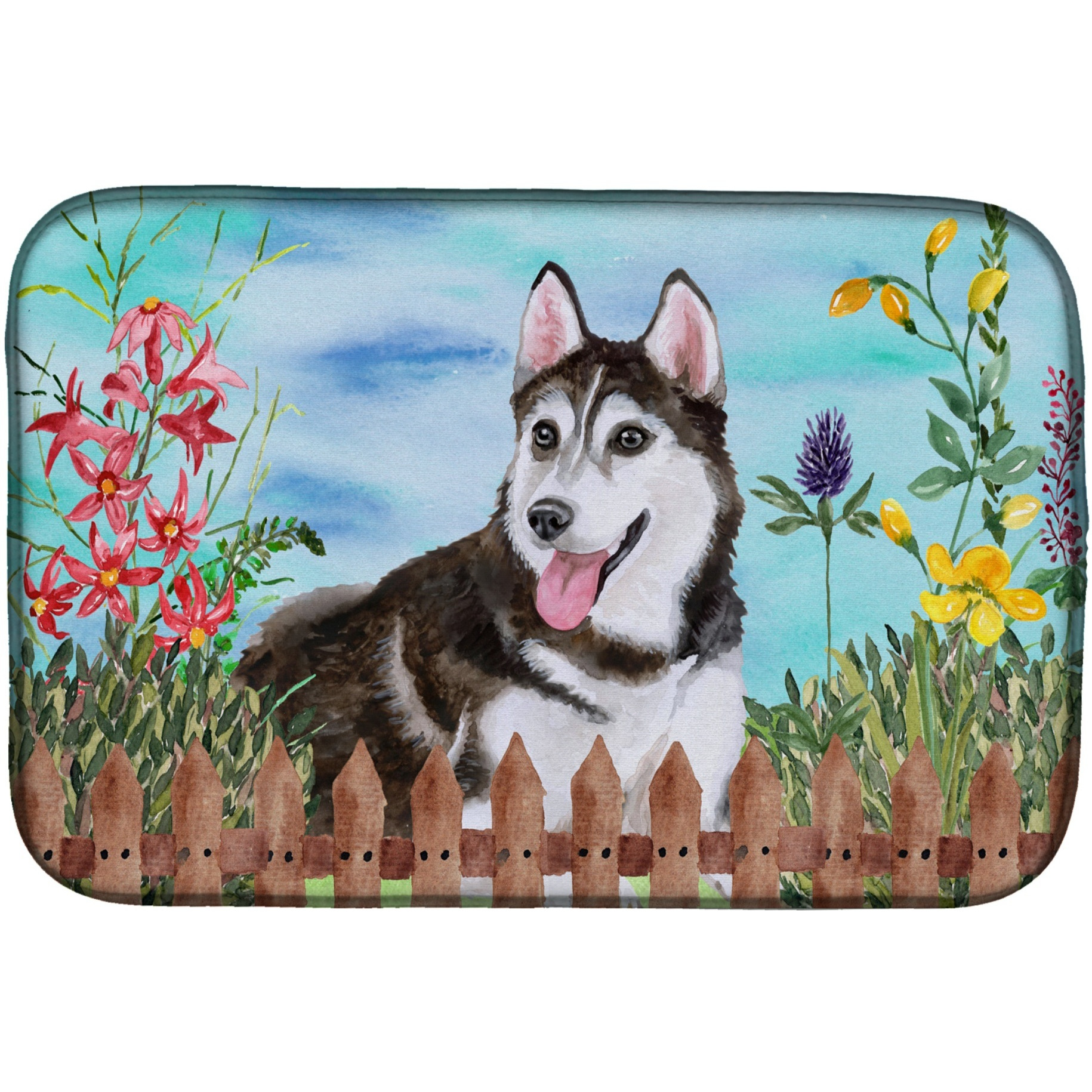 &quotCaroline's Treasures Siberian Husky 2 Spring Dish Drying Mat, 14"" x 21"""