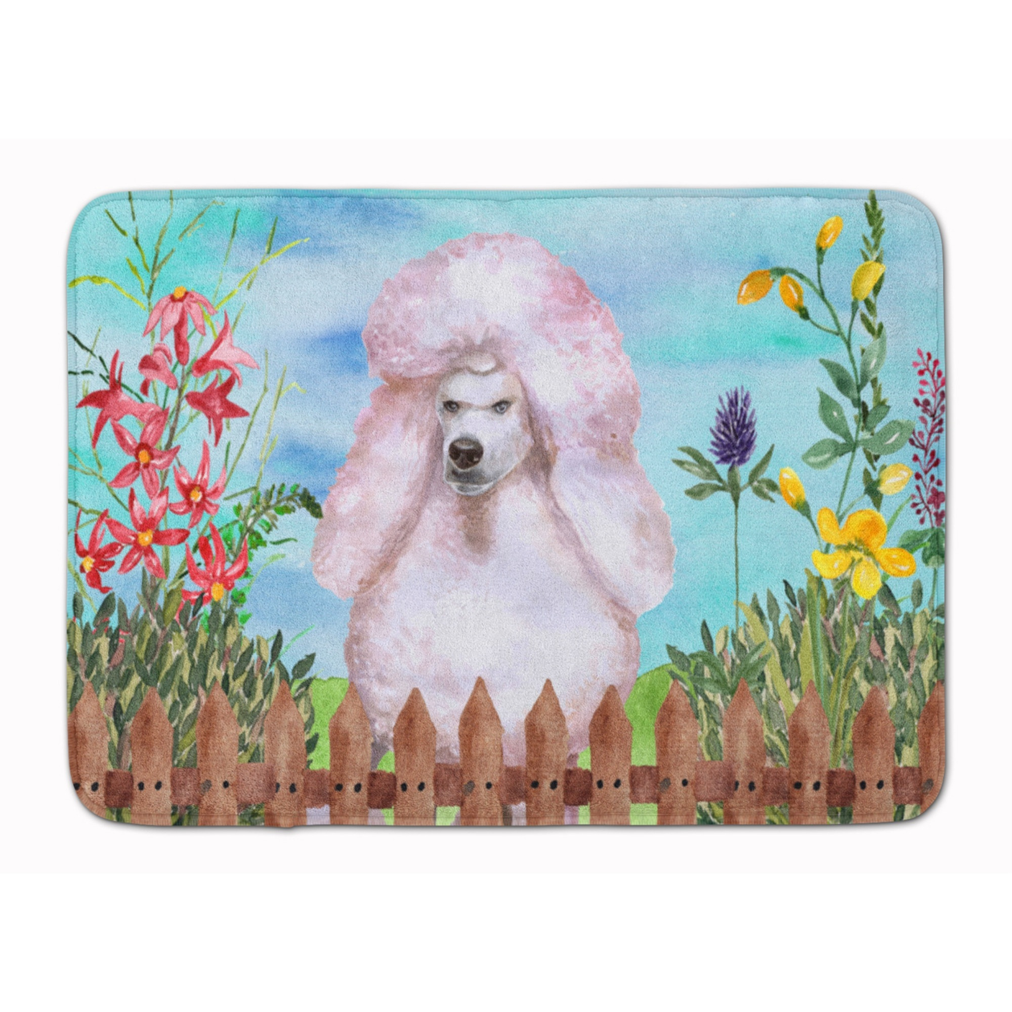 &quotCaroline's Treasures White Standard Poodle Spring Floor Mat, 19"" x 27"", Multicolor"
