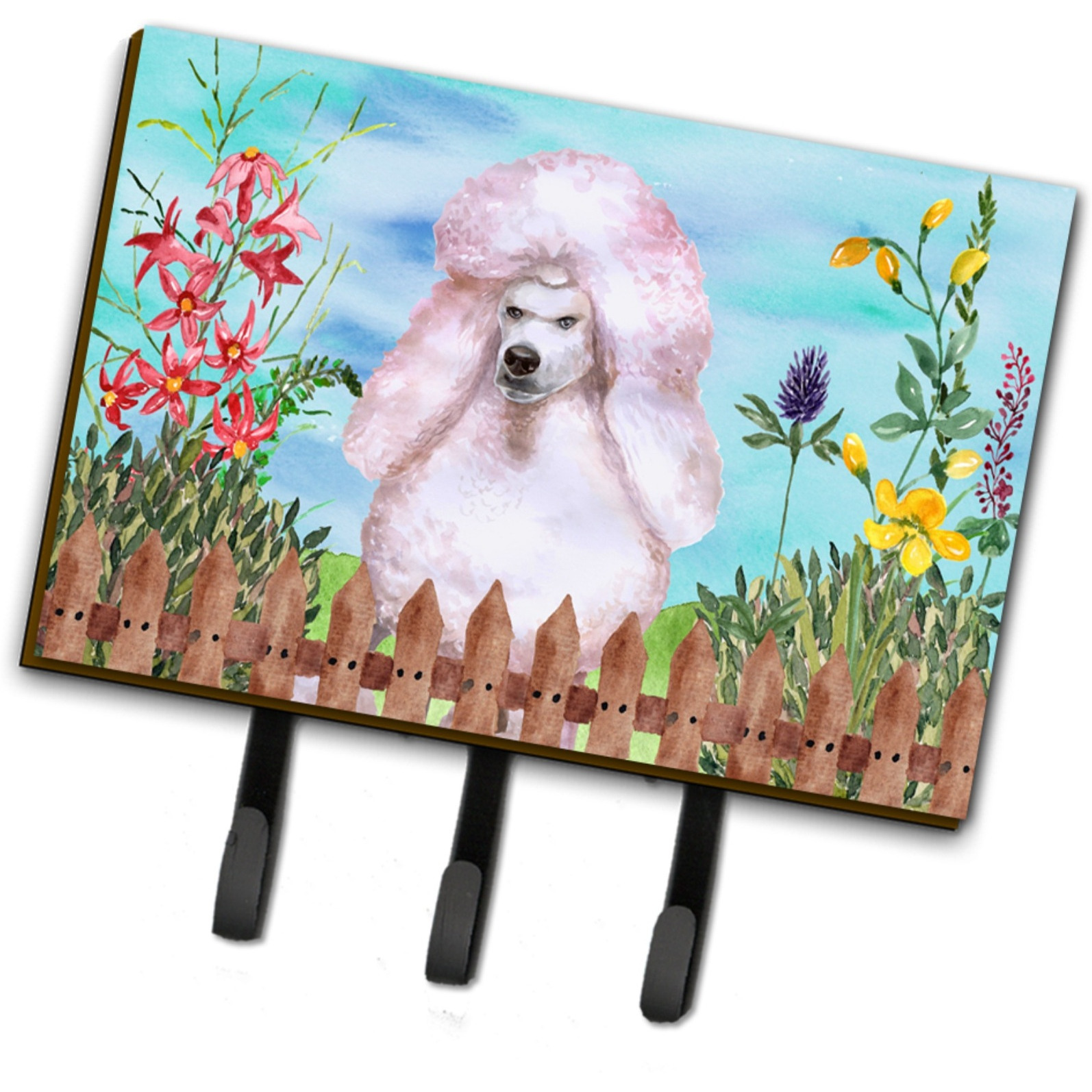 &quotCaroline's Treasures White Standard Poodle Spring Wall Hook, Triple, Multicolor"