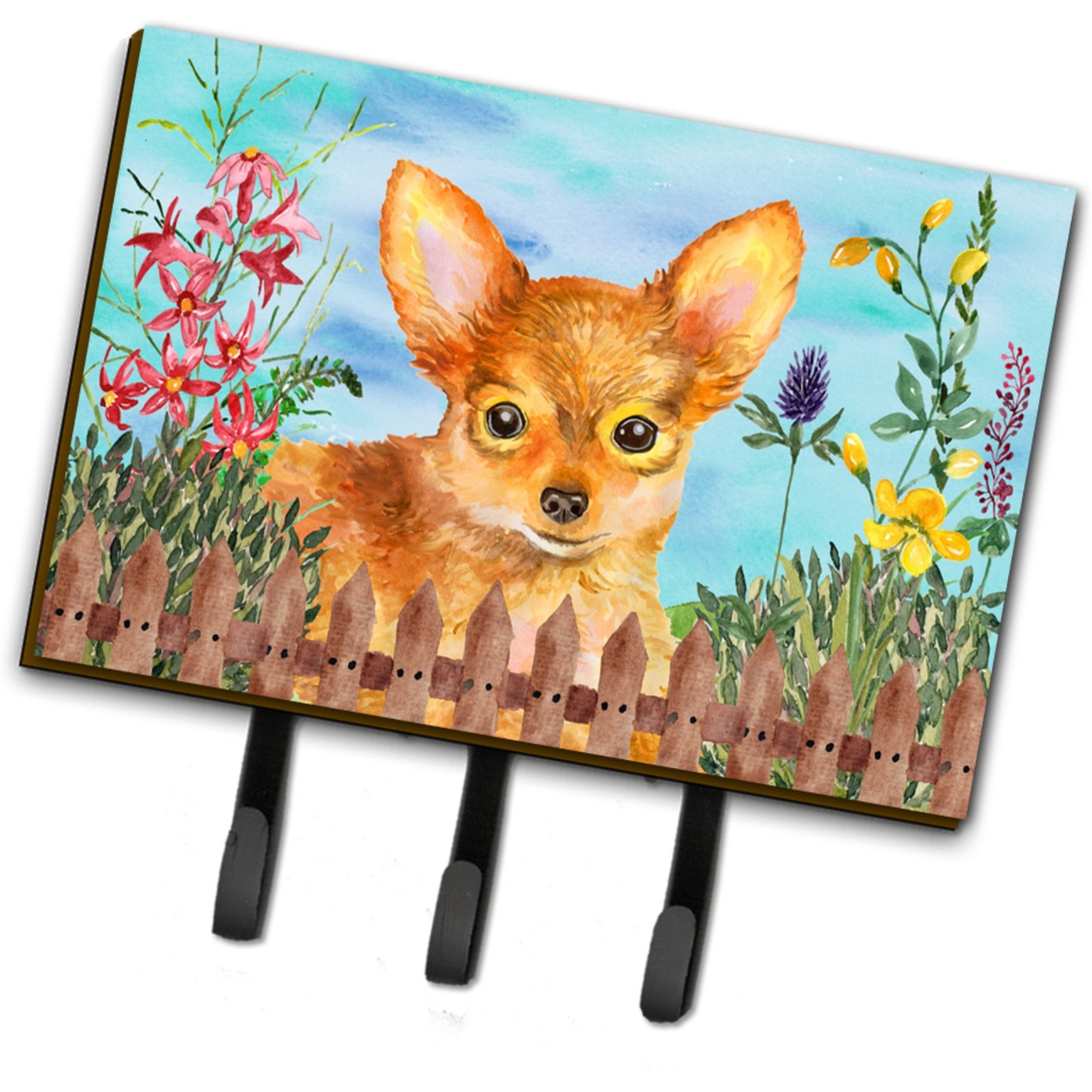 &quotCaroline's Treasures Toy Terrier Spring Wall Hook, Triple, Multicolor"
