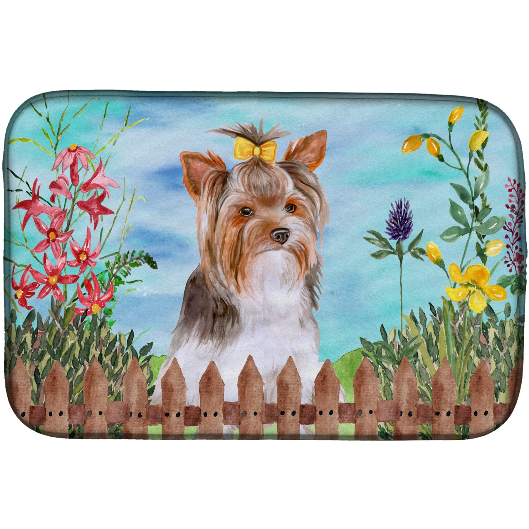 &quotCaroline's Treasures Yorkshire Terrier 2 Spring Dish Drying Mat, 14"" x 21"""
