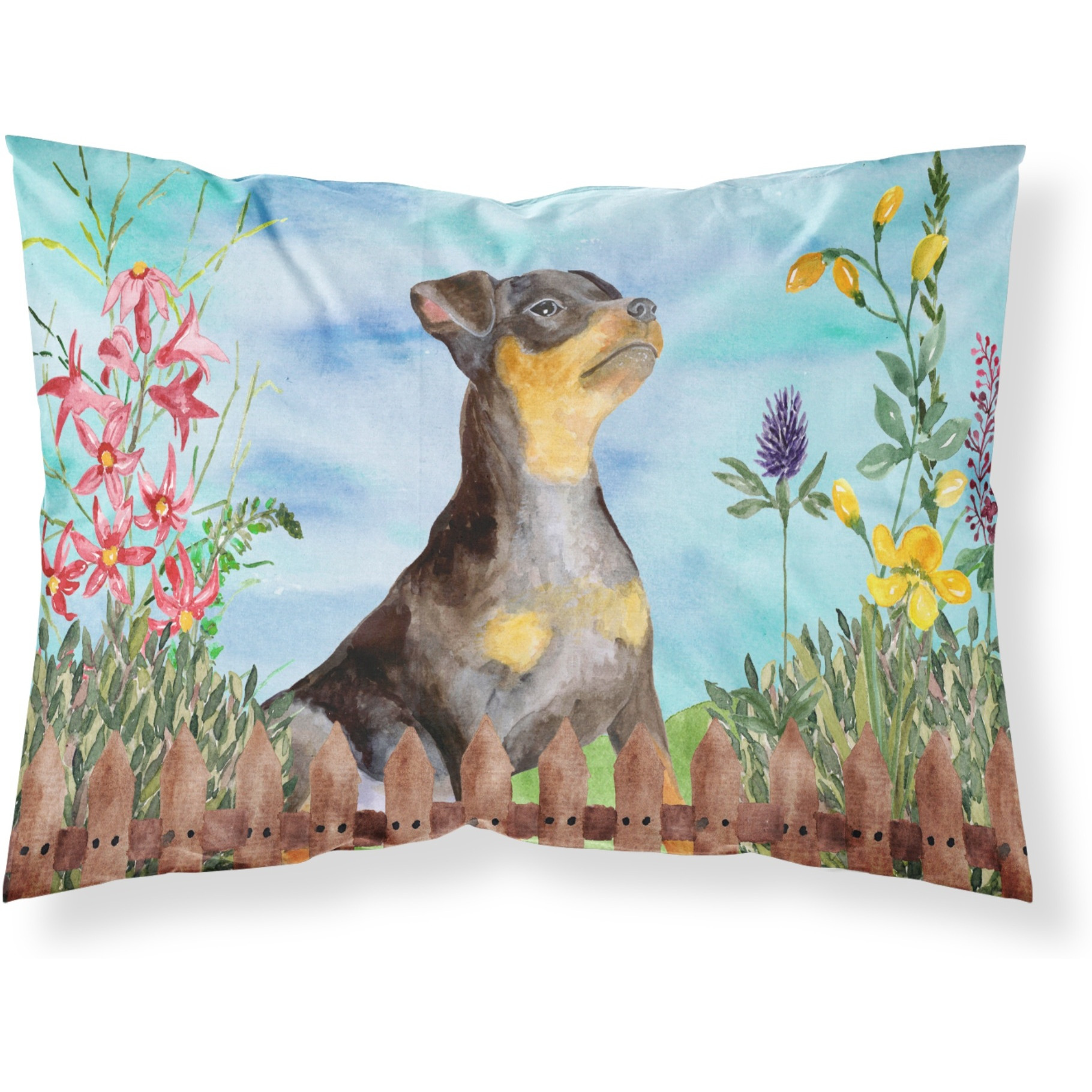 &quotCaroline's Treasures Miniature Pinscher 2 Spring Printed, Polyester, 250 Thread count, Envelope closure Pillowcase, Standard, Multicolor"