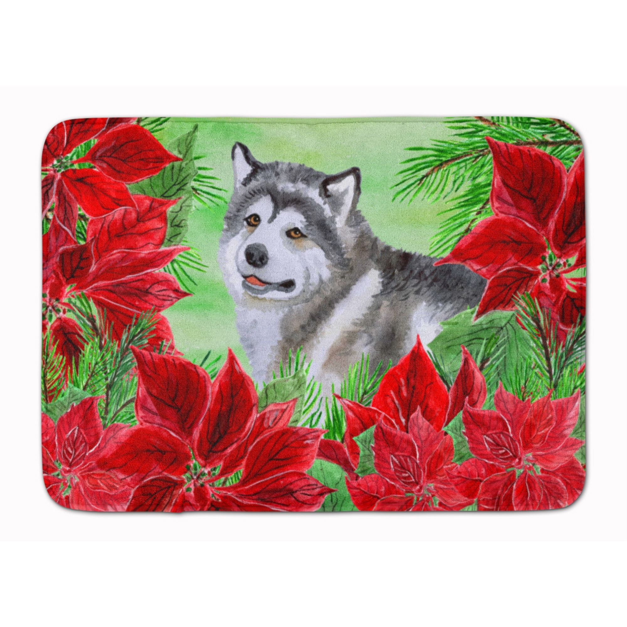 &quotCaroline's Treasures Alaskan Malamute Poinsettias Floor Mat, 19"" x 27"", Multicolor"