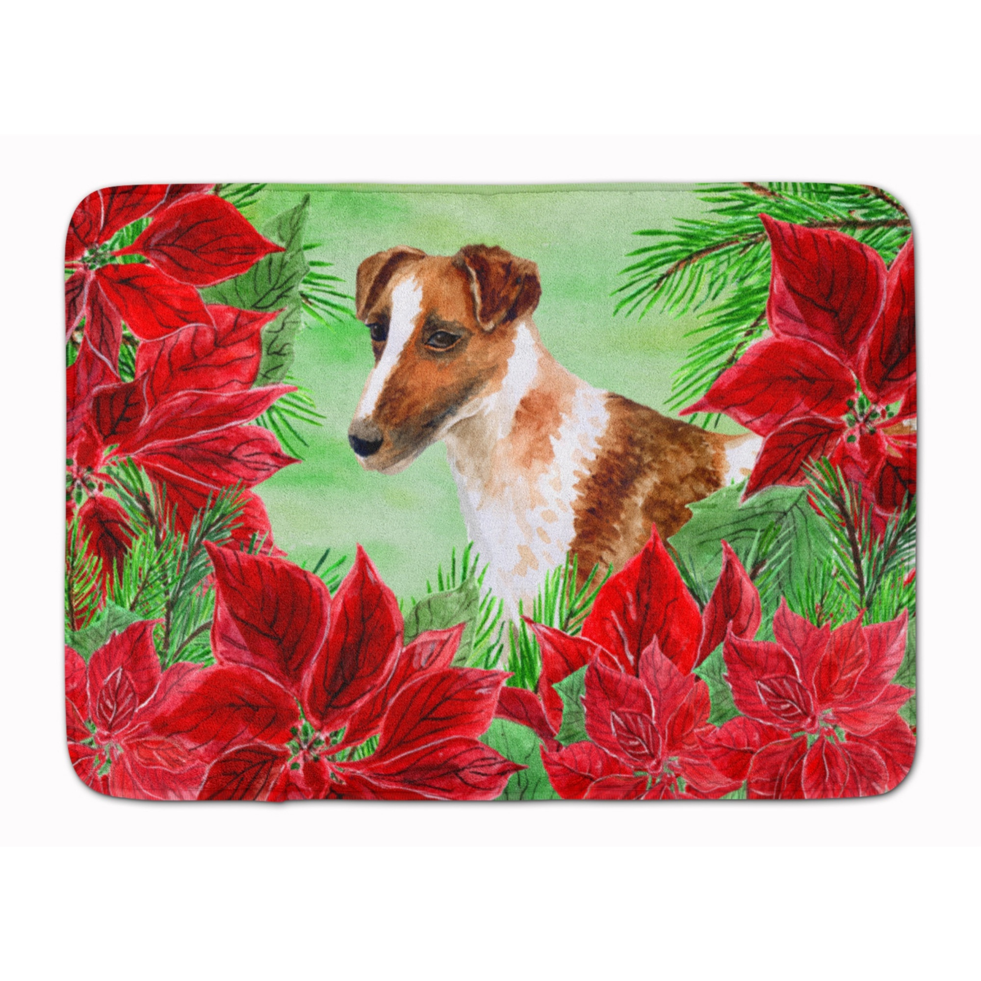 &quotCaroline's Treasures Smooth Fox Terrier Poinsettias Floor Mat, 19"" x 27"", Multicolor"