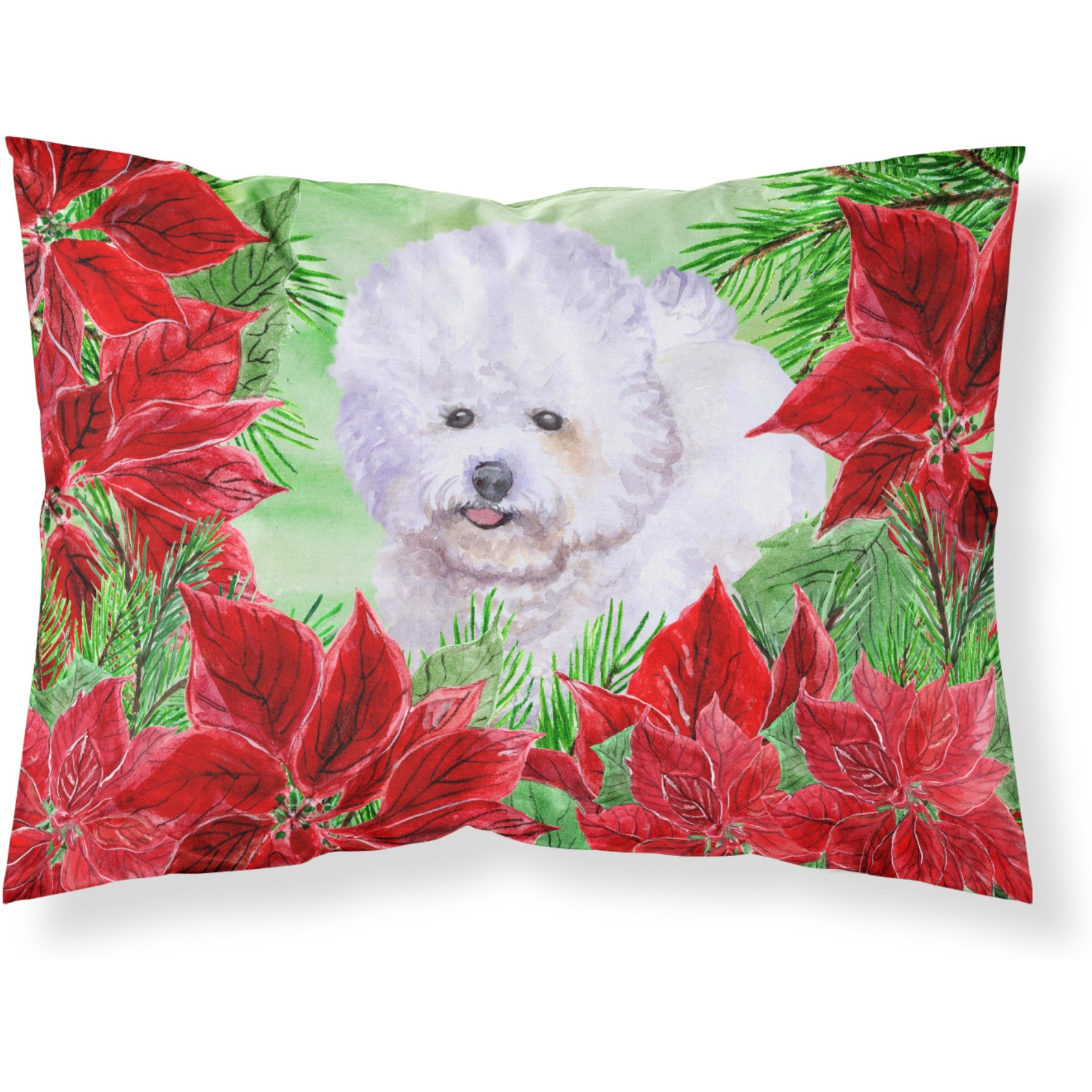 &quotCaroline's Treasures "&quotBichon Frise Poinsettias"" Printed, Polyester Envelope Closure pillowcase, Standard, Multicolor"