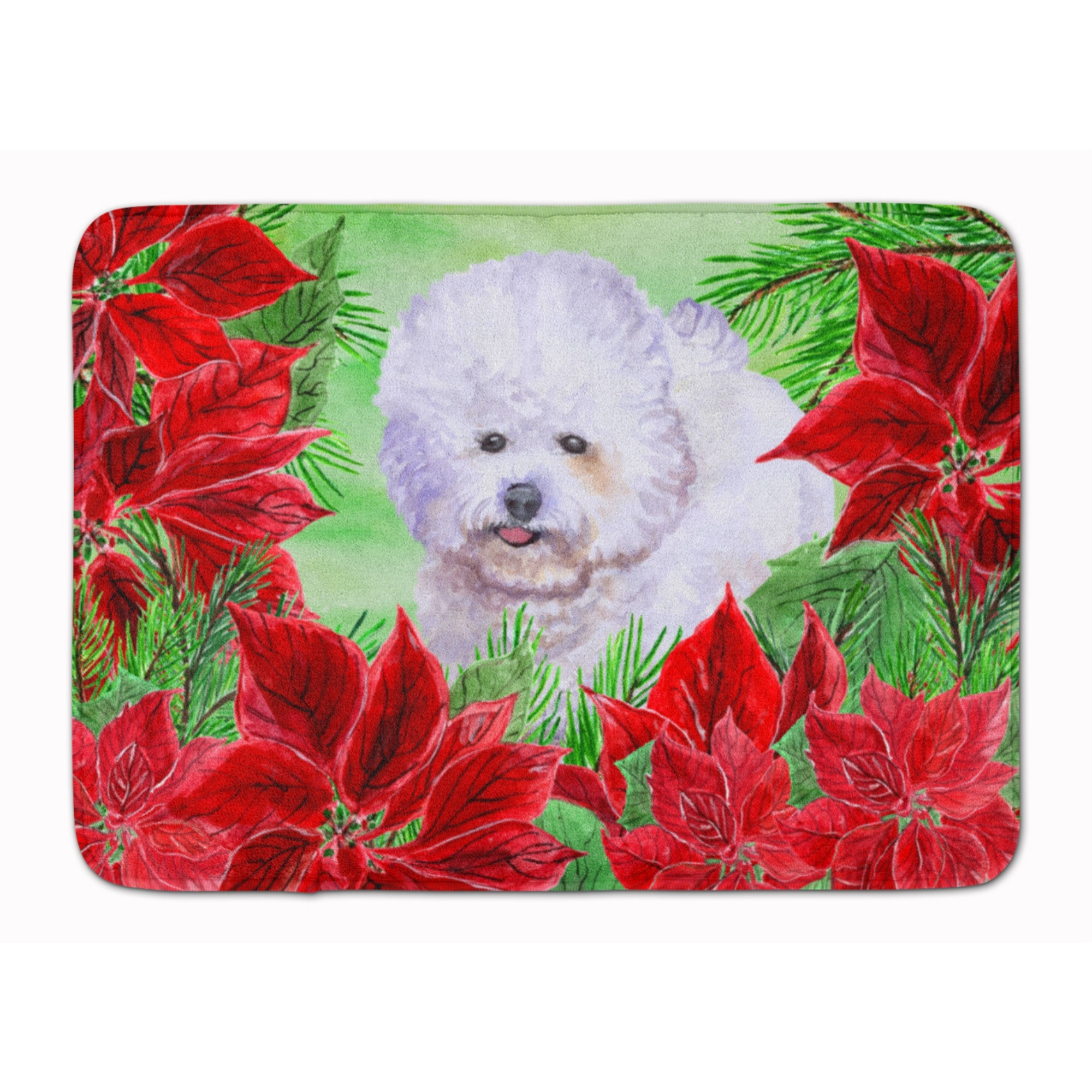 &quotCaroline's Treasures Bichon Frise Poinsettias Floor Mat, 19"" x 27"", Multicolor"