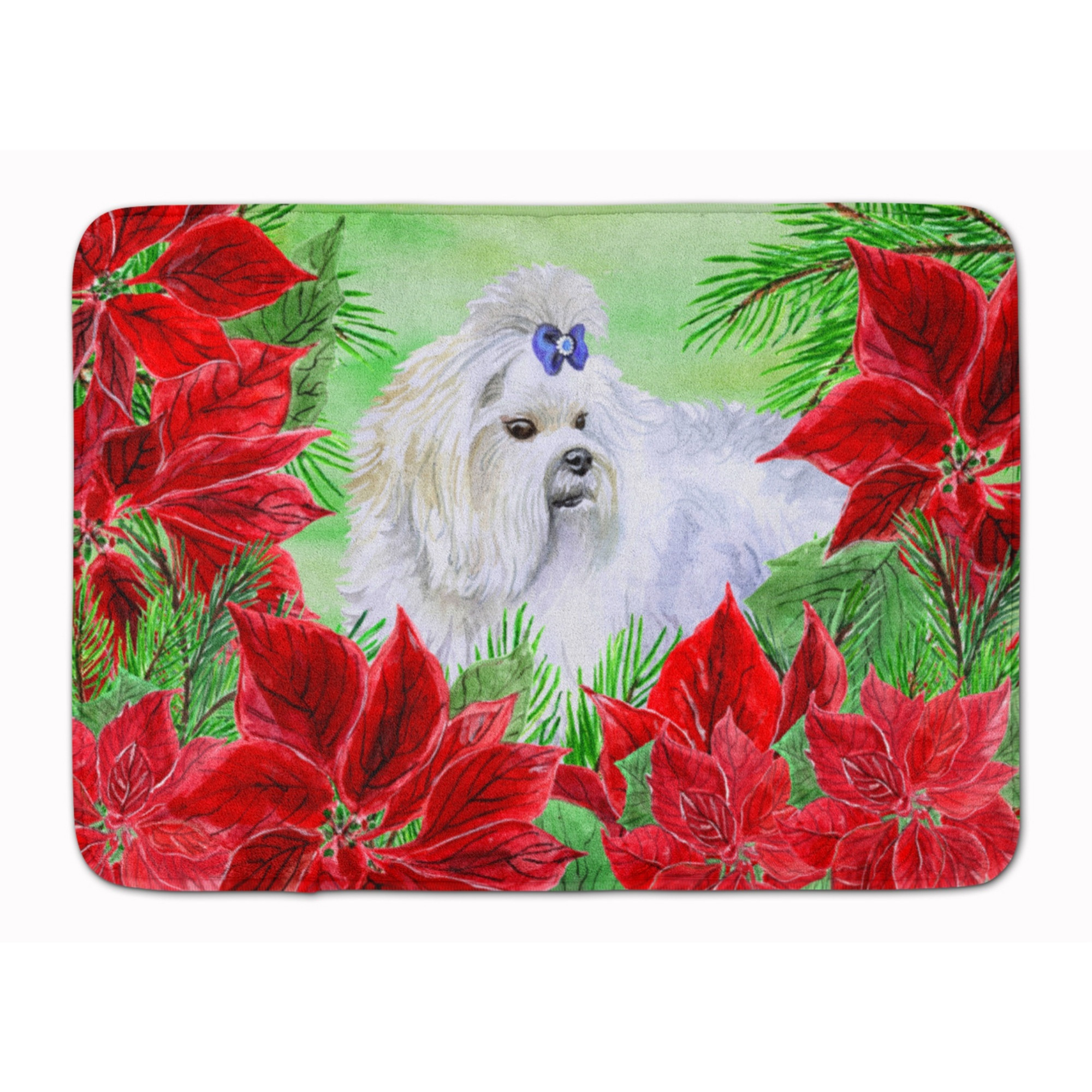 &quotCaroline's Treasures Maltese Poinsettias Floor Mat, 19"" x 27"", Multicolor"