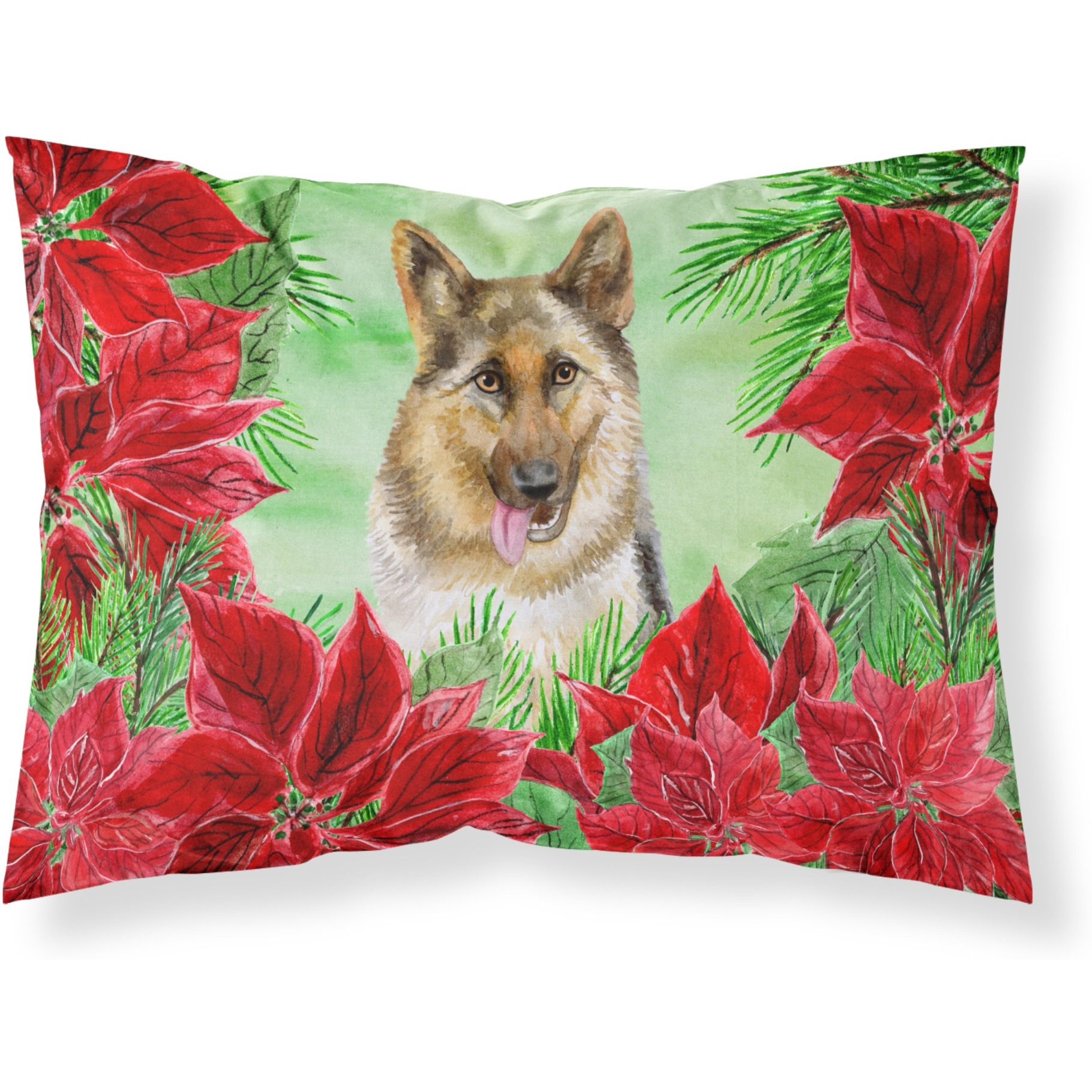 &quotCaroline's Treasures German Shepherd Poinsettias Pillowcase, Standard, Multicolor"