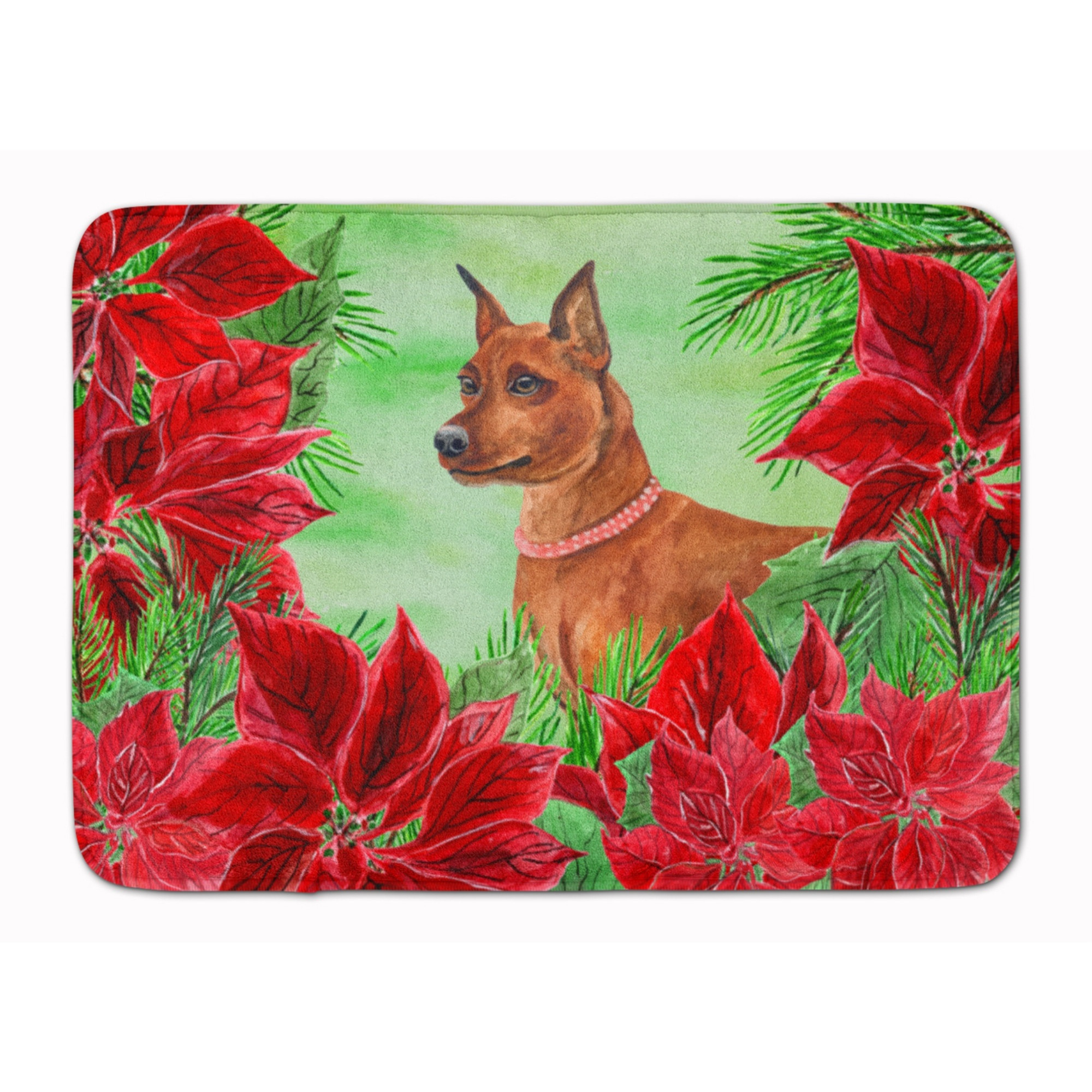 &quotCaroline's Treasures Miniature Pinscher Poinsettias Floor Mat, 19"" x 27"", Multicolor"